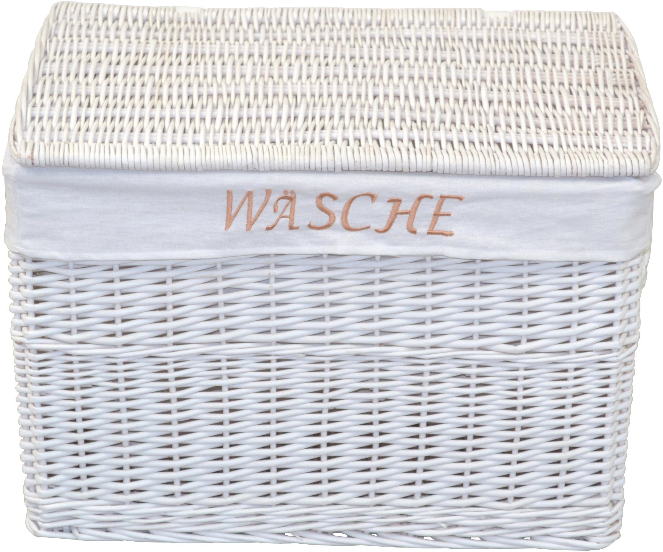 HOFMANN LIVING AND MORE Wasmand van wilg, met de hand gemaakt, met uitneembare stofinzet, 60x42x41cm