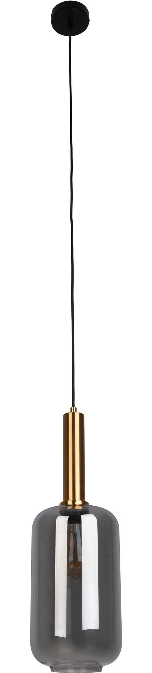 näve Hanglamp Fumo van metaal in zwart en goudkleur en rookglas, ø ca. 22 cm, hoogte 150 cm (1 stuk)