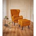 guido maria kretschmer homeliving fauteuil sallito incl. hocker, de kleinere versie van "salla", in 6 stofkwaliteiten, fauteuil bxdxh: 76x85x109 cm, bekleding ook in luxe-microvezel in imitatiebont-look oranje