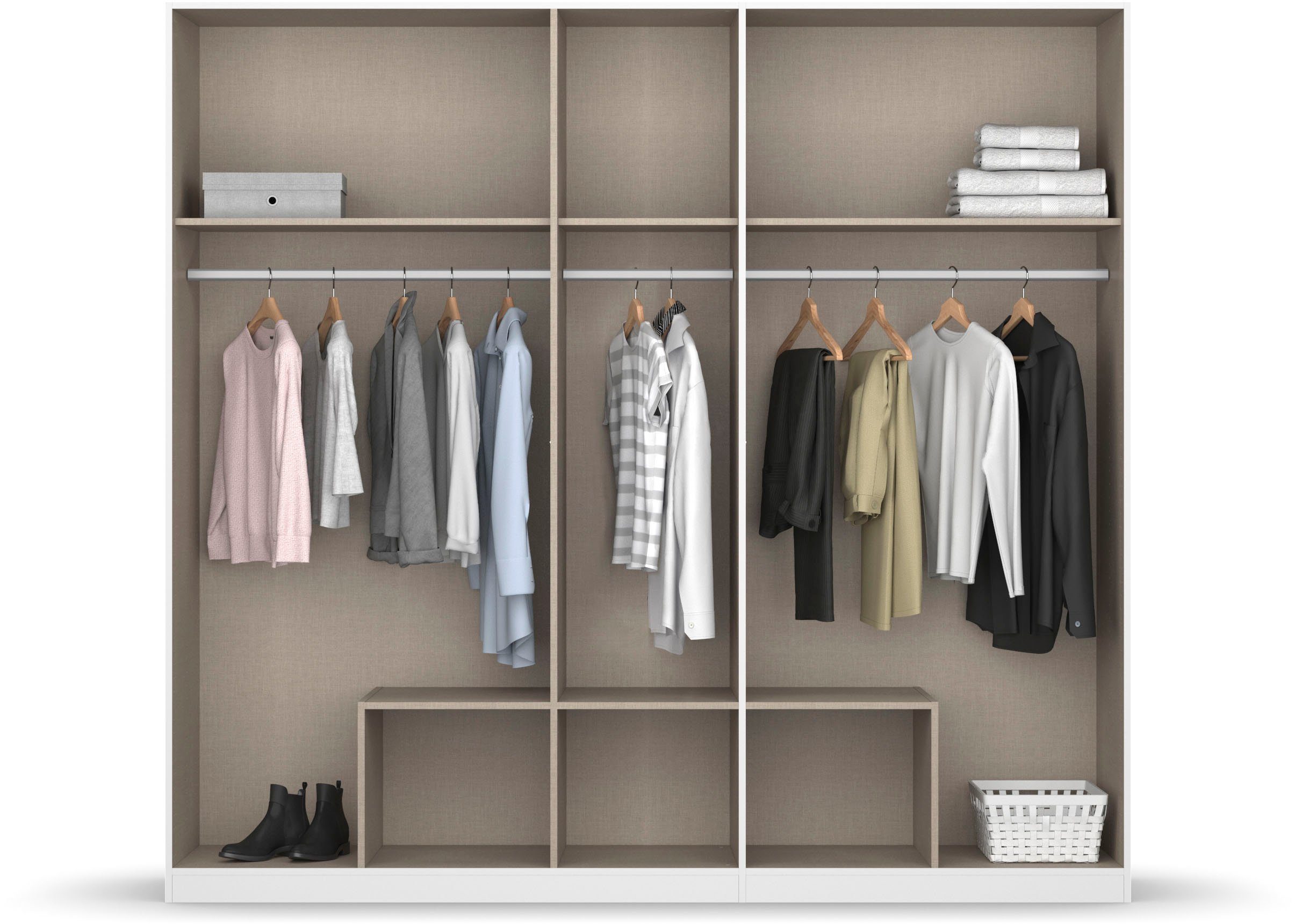 rauch Kledingkast Kast Garderobe Wasmand GAMMA in 3 Breedtes veel opbergruimte met 6 lades, met spiegel topseller made in germany