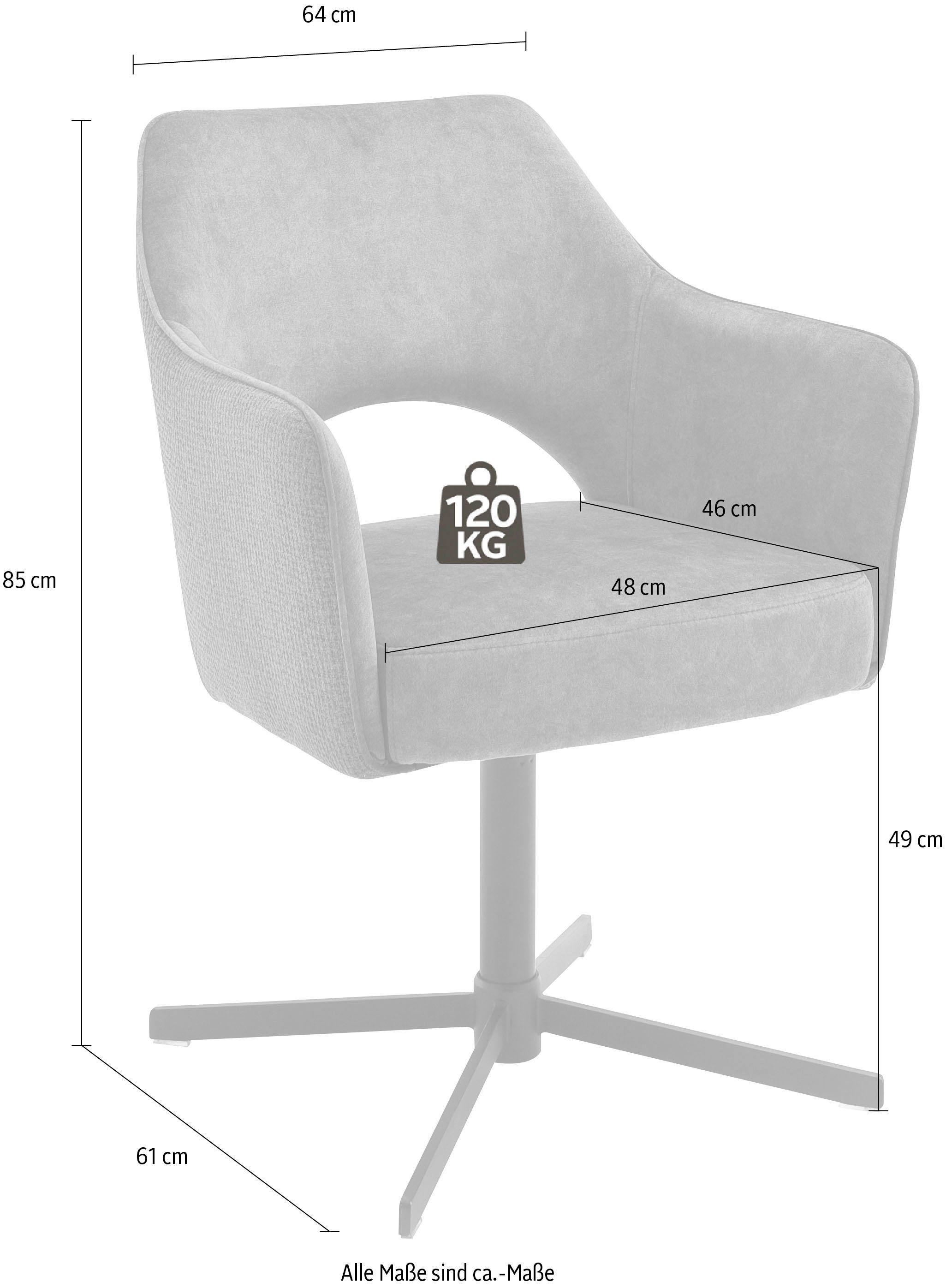 MCA furniture Eetkamerstoel Valetta 2-set, 360° draaibaar, pocketvering, belastbaar tot 120 kg (set, 2 stuks)