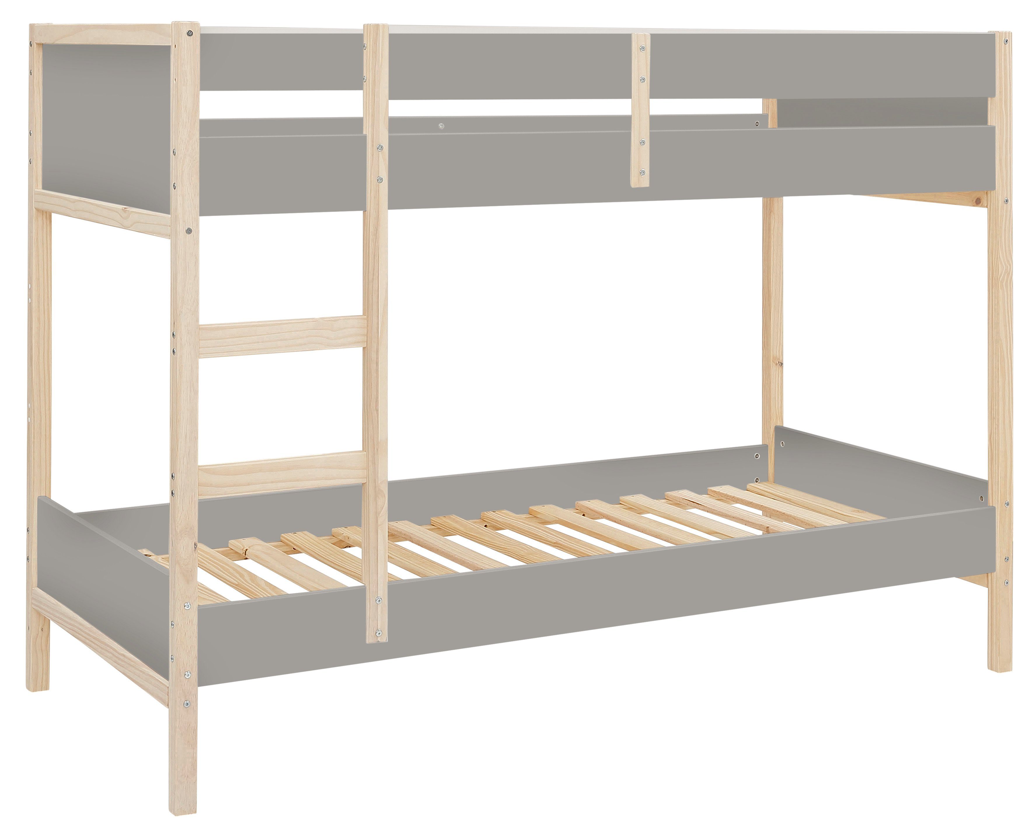 Lüttenhütt Stapelbed Janne Grenenhout, stapelbed, inclusief houten ladder, ligoppervlak 90x200 cm stapelbedden grijs