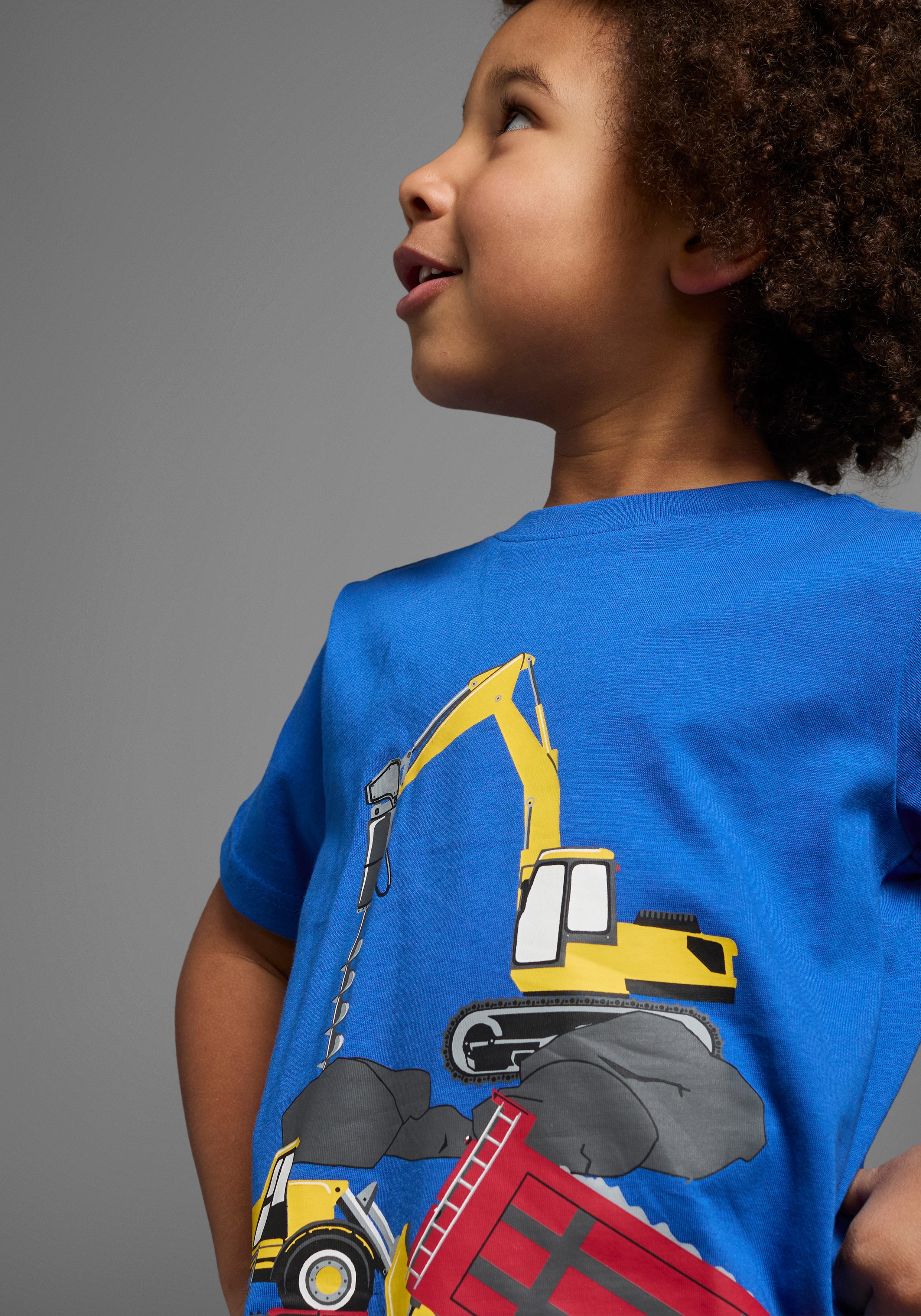 KIDSWORLD T-shirt Met coole BOUWMACHINE-print Korte mouwen, basic pasvorm, bedrukt, ronde hals