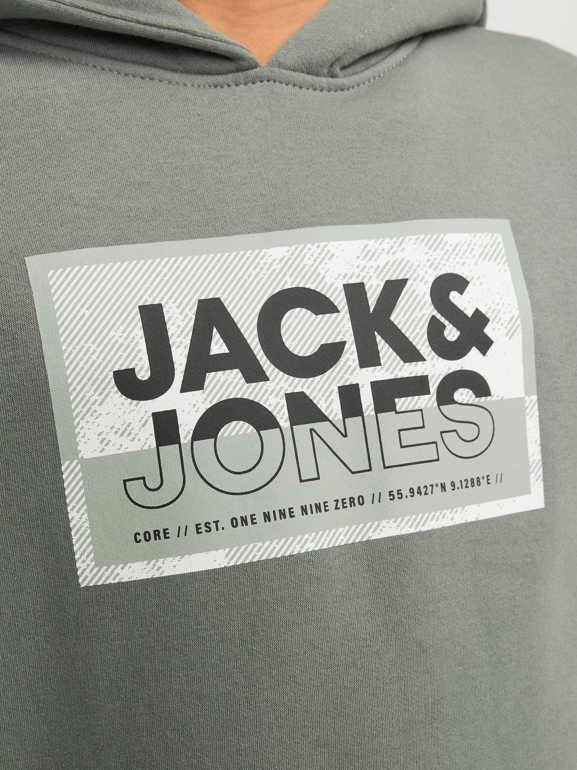 Jack & Jones Junior Hoodie JCOLOGAN SS24 PRINT SWEAT HOOD SN JNR