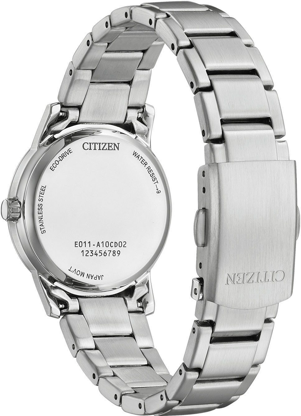 Citizen Solarhorloge Polshorloge, dameshorloge, roestvrijstalen band, analoog, datum, Eco-Drive