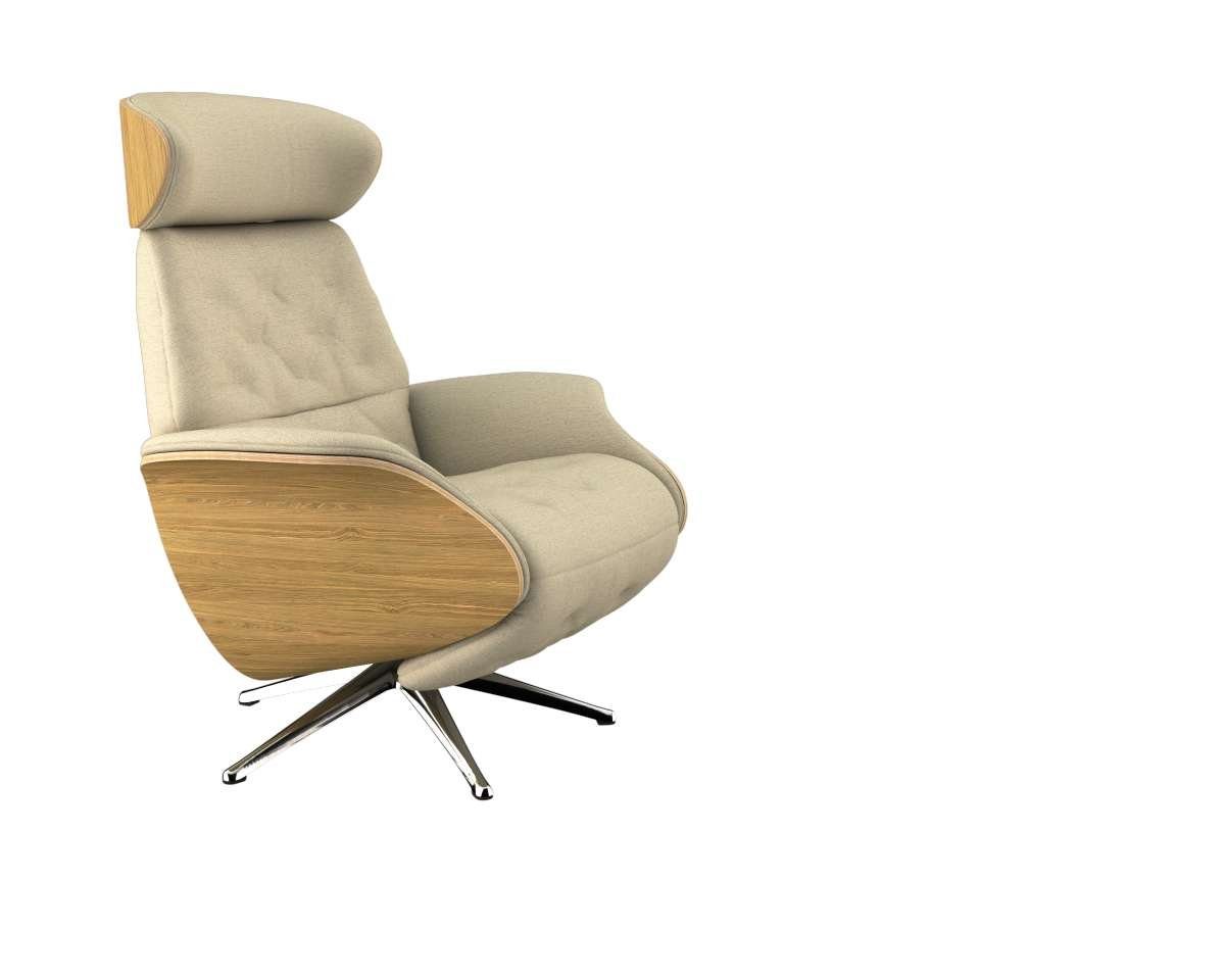 FLEXLUX Relaxfauteuil Volden praktische elektrische fauteuil Maat M, elektrische rug- en voetensteun, accu, armleuning Eiken, aluminium voet