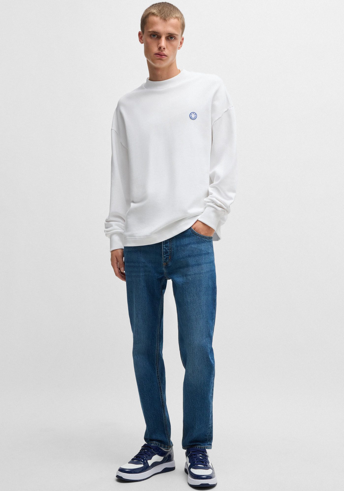 HUGO Blue Tapered jeans Brody met stone-washed-finish