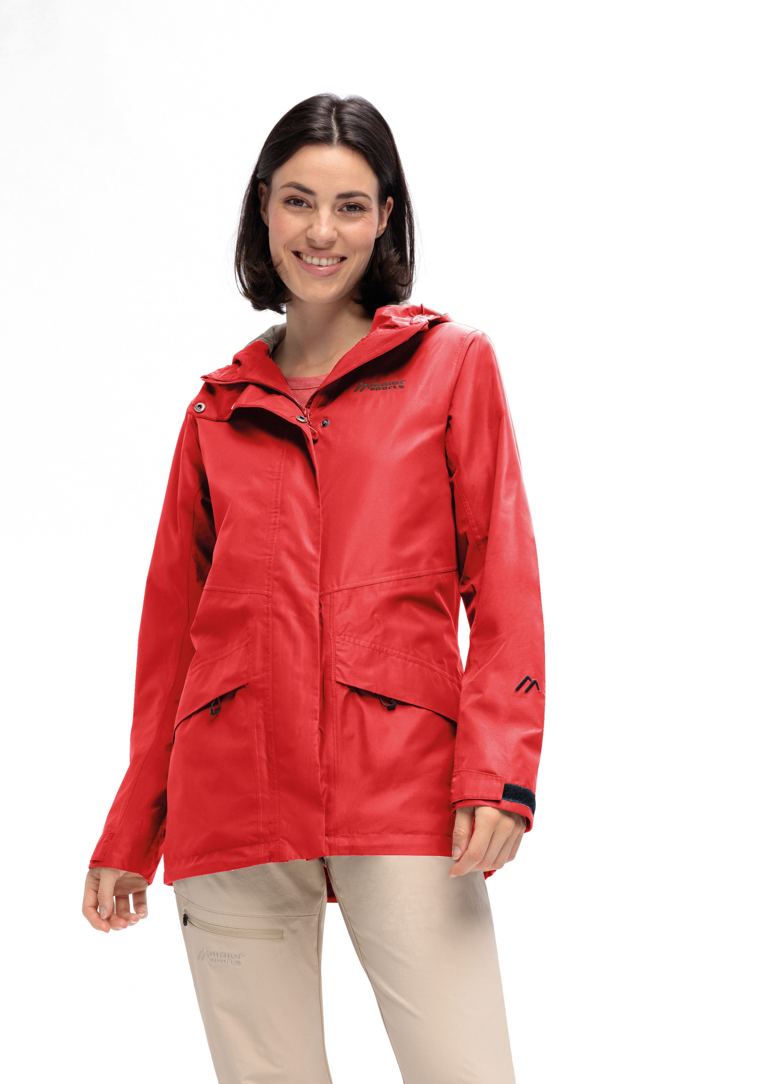 Maier Sports Outdoorjack Brocken Long W Dames jacke waterdicht, functionele jas met 2 buitenzakken + binnenzak