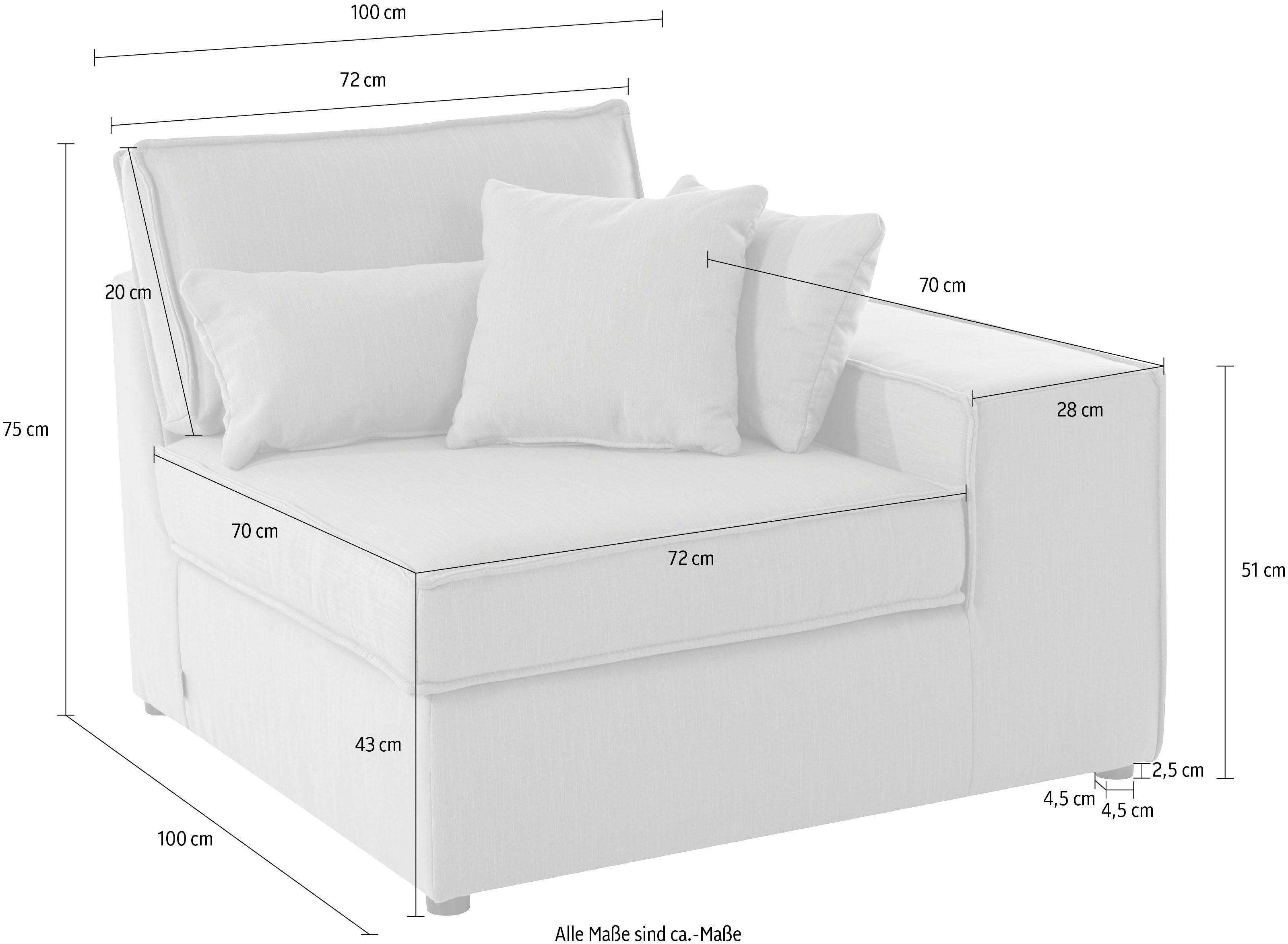 RAUM.ID Sofaelement Florid als deel van een modulaire bank, stevig zitcomfort, ook in cord