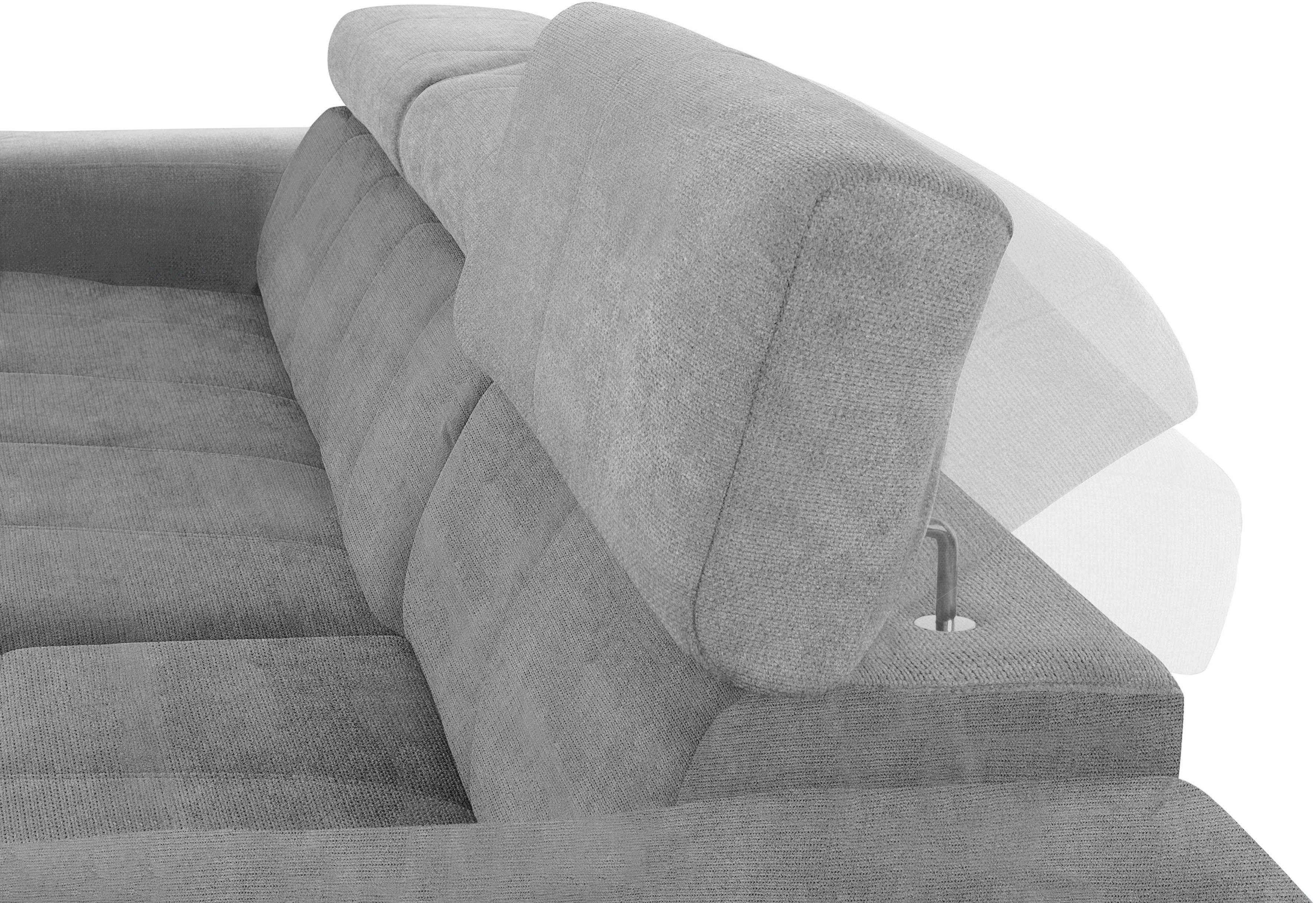 DOMO collection Hoekbank Brandon B/D/H: 289/177/80 cm, keuze met zitdiepteverstelling, L-vorm