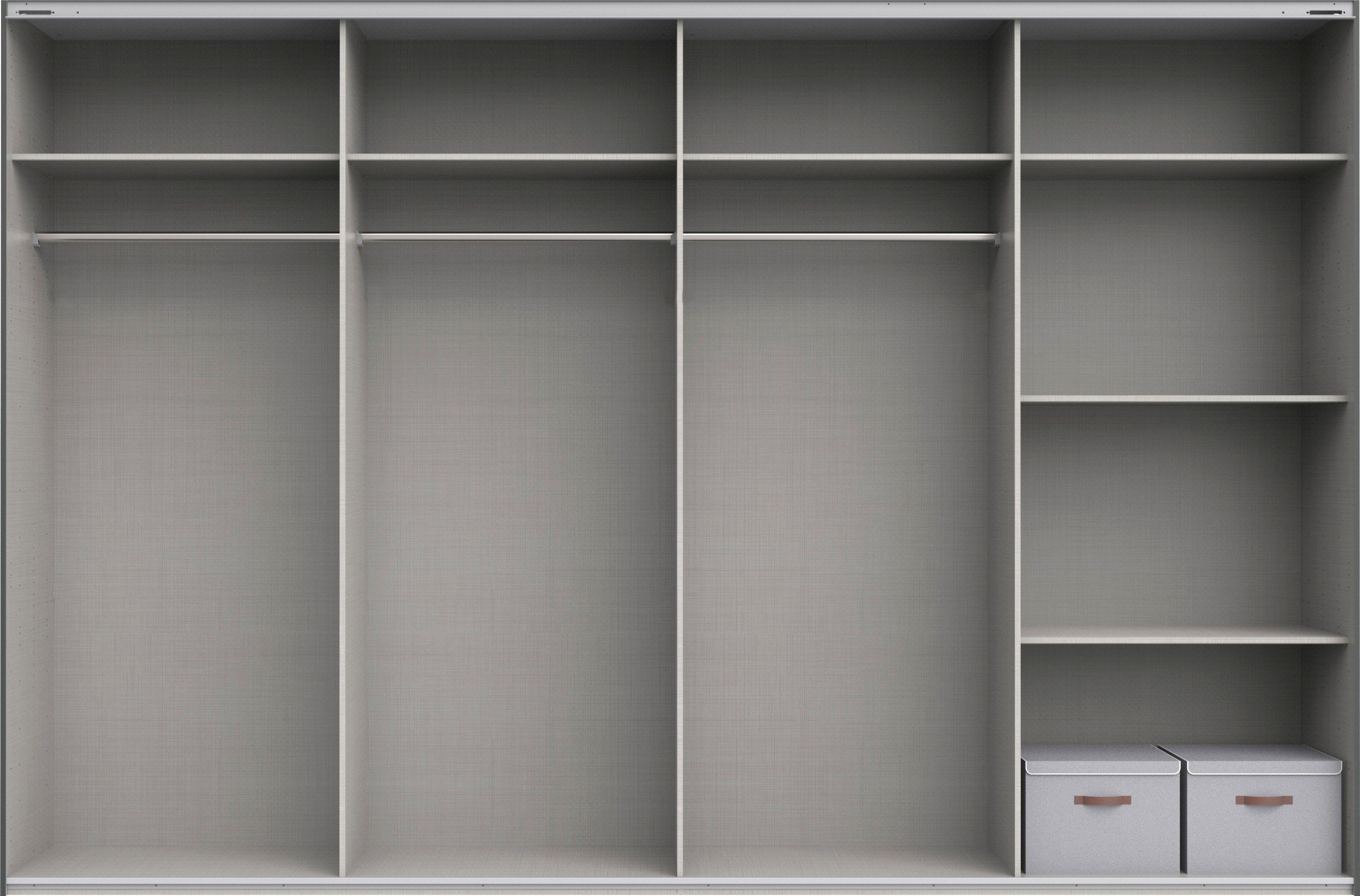 Wimex Zweefdeurkast Barmbek Slaapkamerkast BESTSELLER Garderobekast Kledingkast met 2 stoffen boxen en 2 extra planken, spiegeldeur