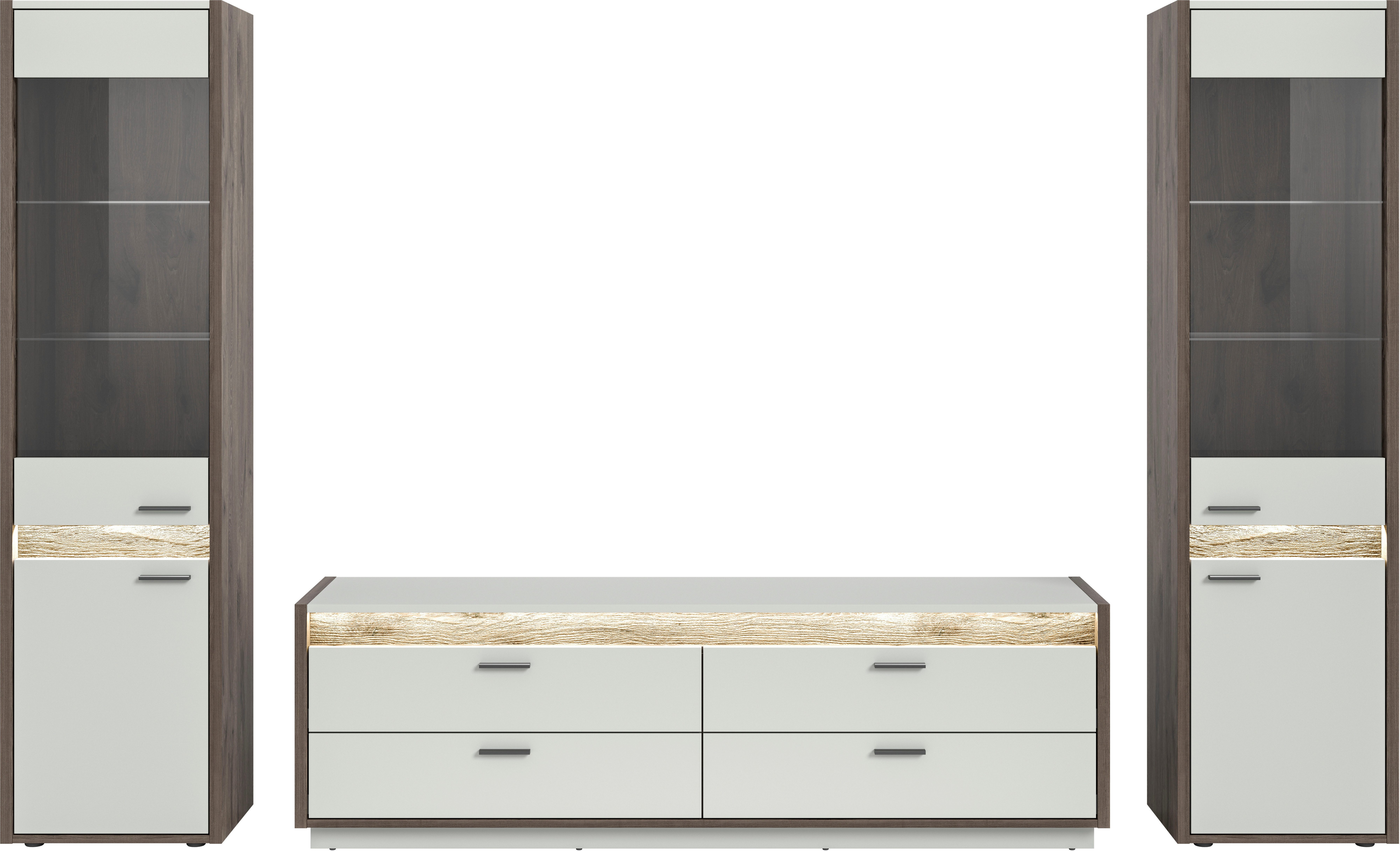 INOSIGN Wandmeubel Treviso, Breedte 319 cm, bestaand uit: 2x Vitrine en 1x Lowboard (3-delig)