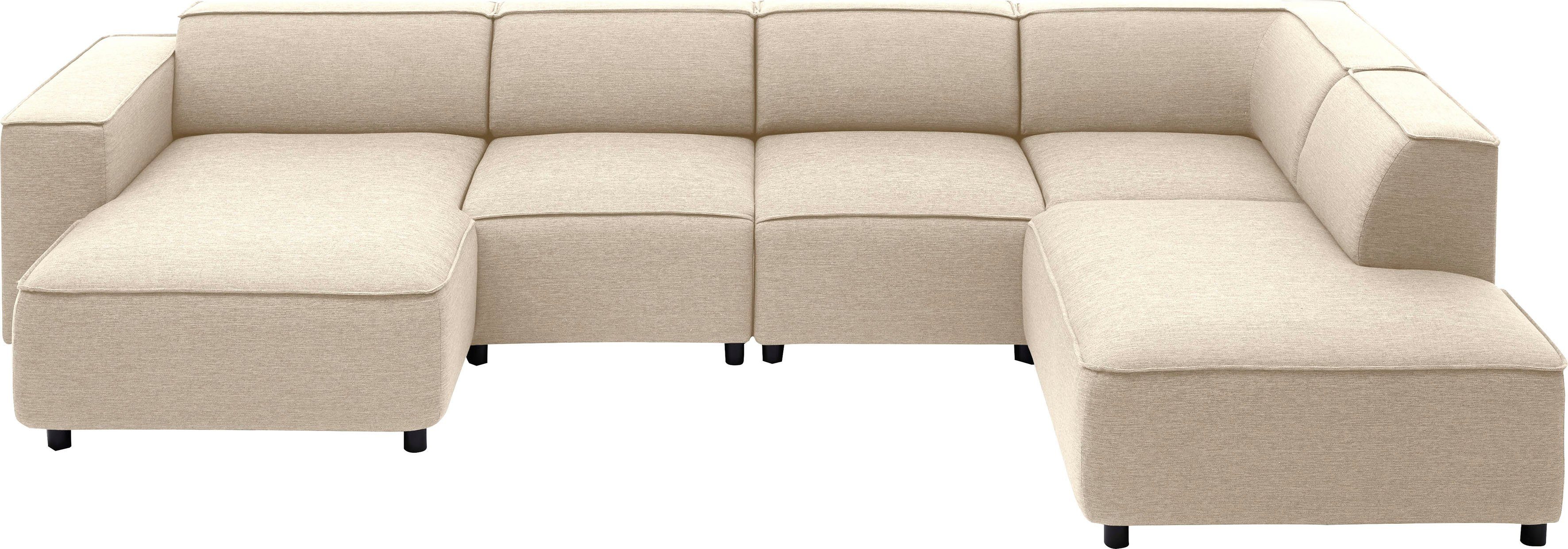ATLANTIC home collection Zithoek Bulky U-vorm in u-model en xxl-zitoppervlak, modulair gemonteerd