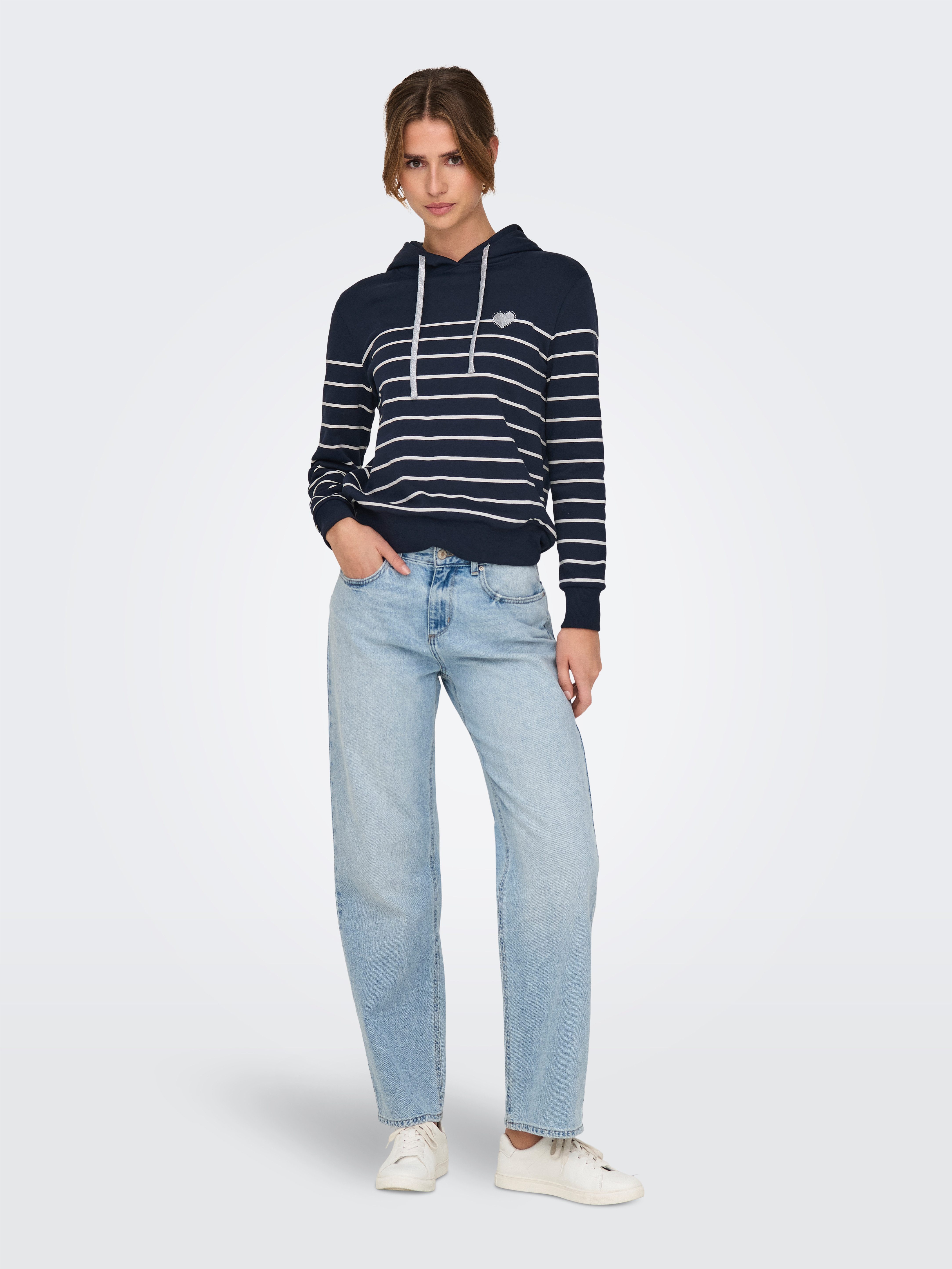 Only Hoodie ONLADELLE L/S STRIPE HOOD SWT