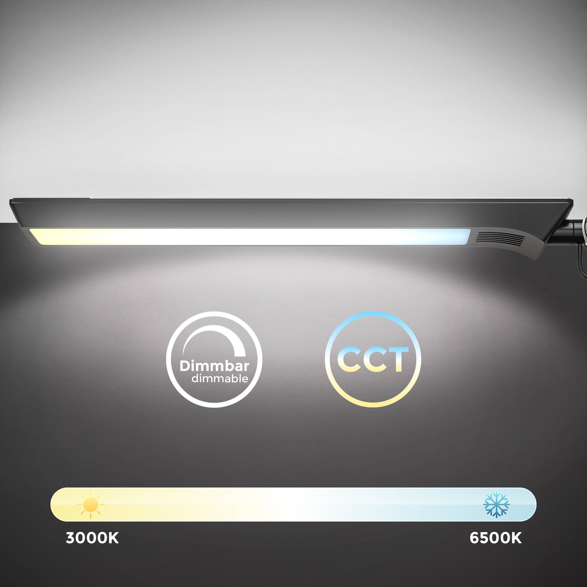 B.K.Licht Klemlamp draaibaar, kleurtemperatuur instelbaar, cct traploos dimbaar