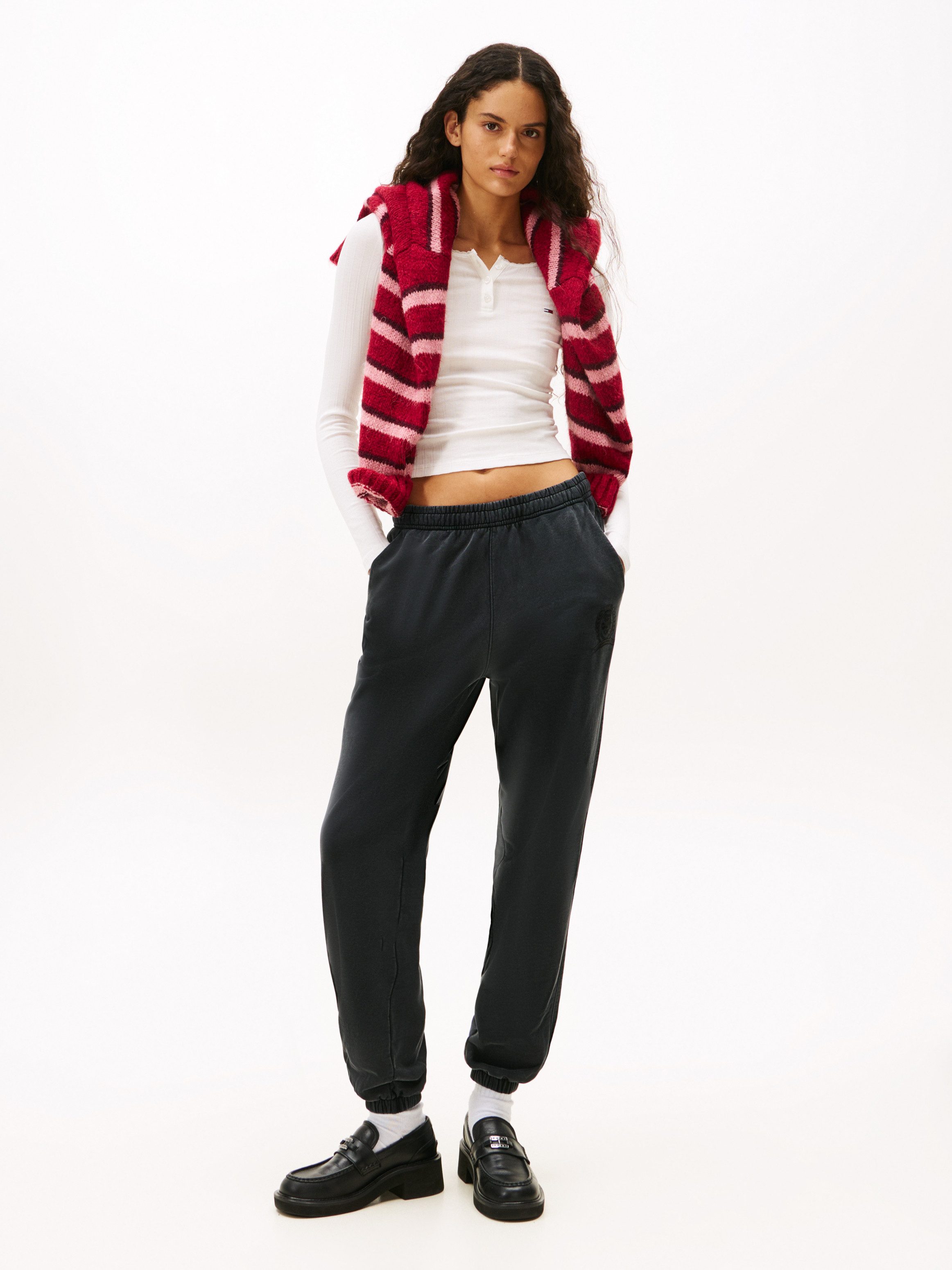 TOMMY JEANS Shirt met lange mouwen TJW SLIM SH IRREGULAR RIB LS