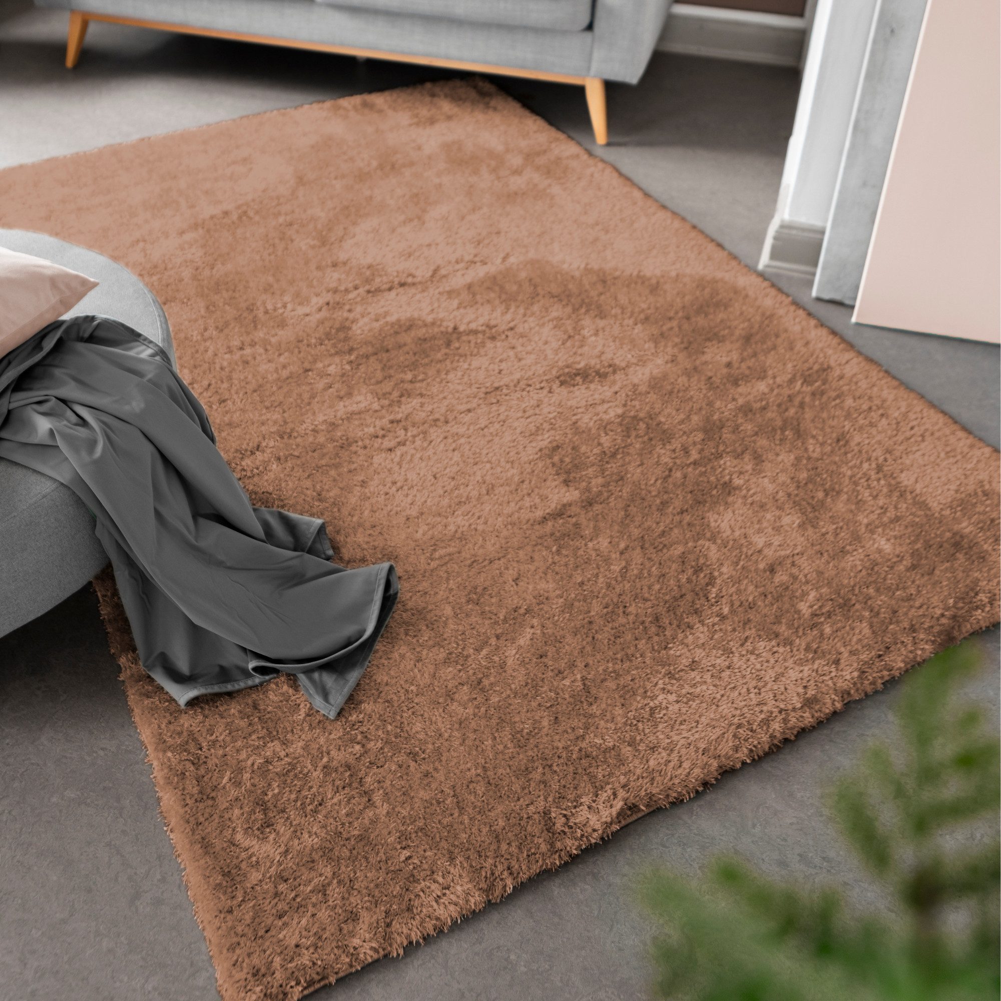 LUXOR living Hoogpolig vloerkleed Gela Uni kleuren, zacht en knuffelig, ideaal in de woonkamer & slaapkamer moderne vloerkleden maat 120 cm x 170 cm
