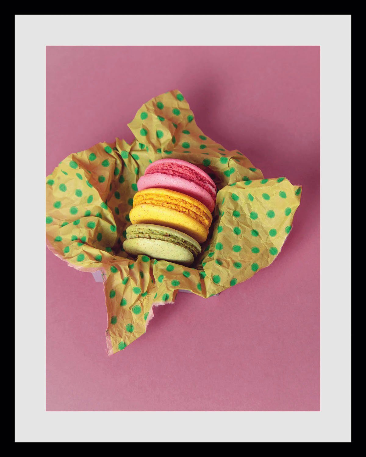 queence Wanddecoratie Macarons HD premium posterdruk incl. houten lijst (1 stuk)