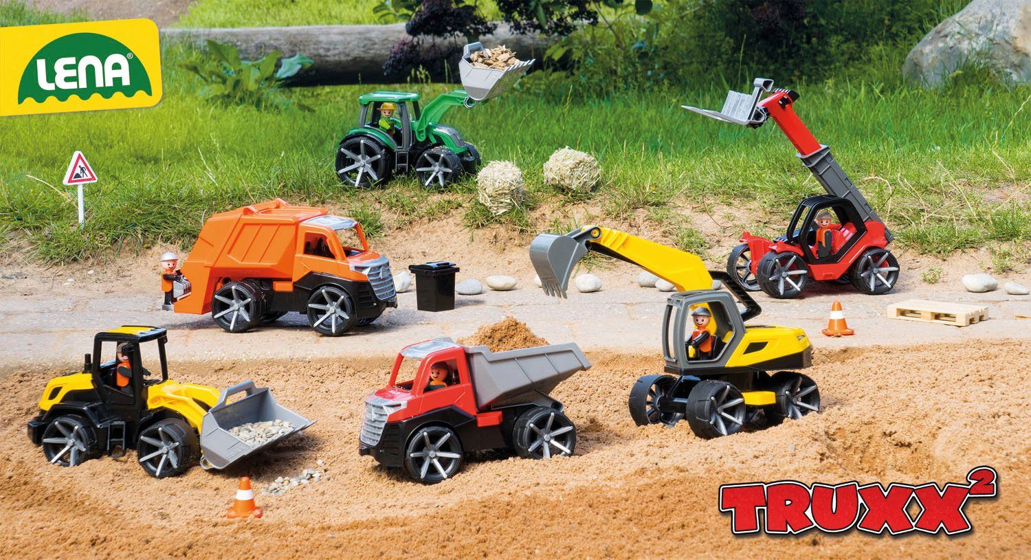 Lena® Speelgoed-kiepwagen TRUXX², rood inclusief speelfiguur, made in europe