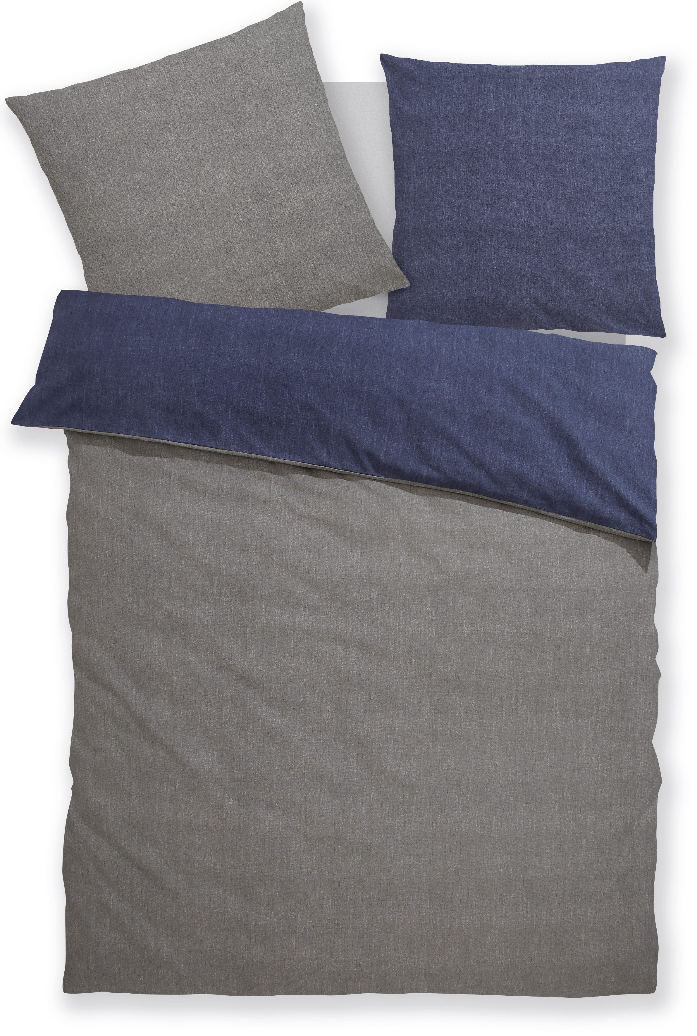 Bruno Banani Tweezijdig te gebruiken overtrekset Merlijn in mt. 135x200 of 155x220 cm Katoenen bedlinnen, linnen-look in mêlee-look (2-delig)