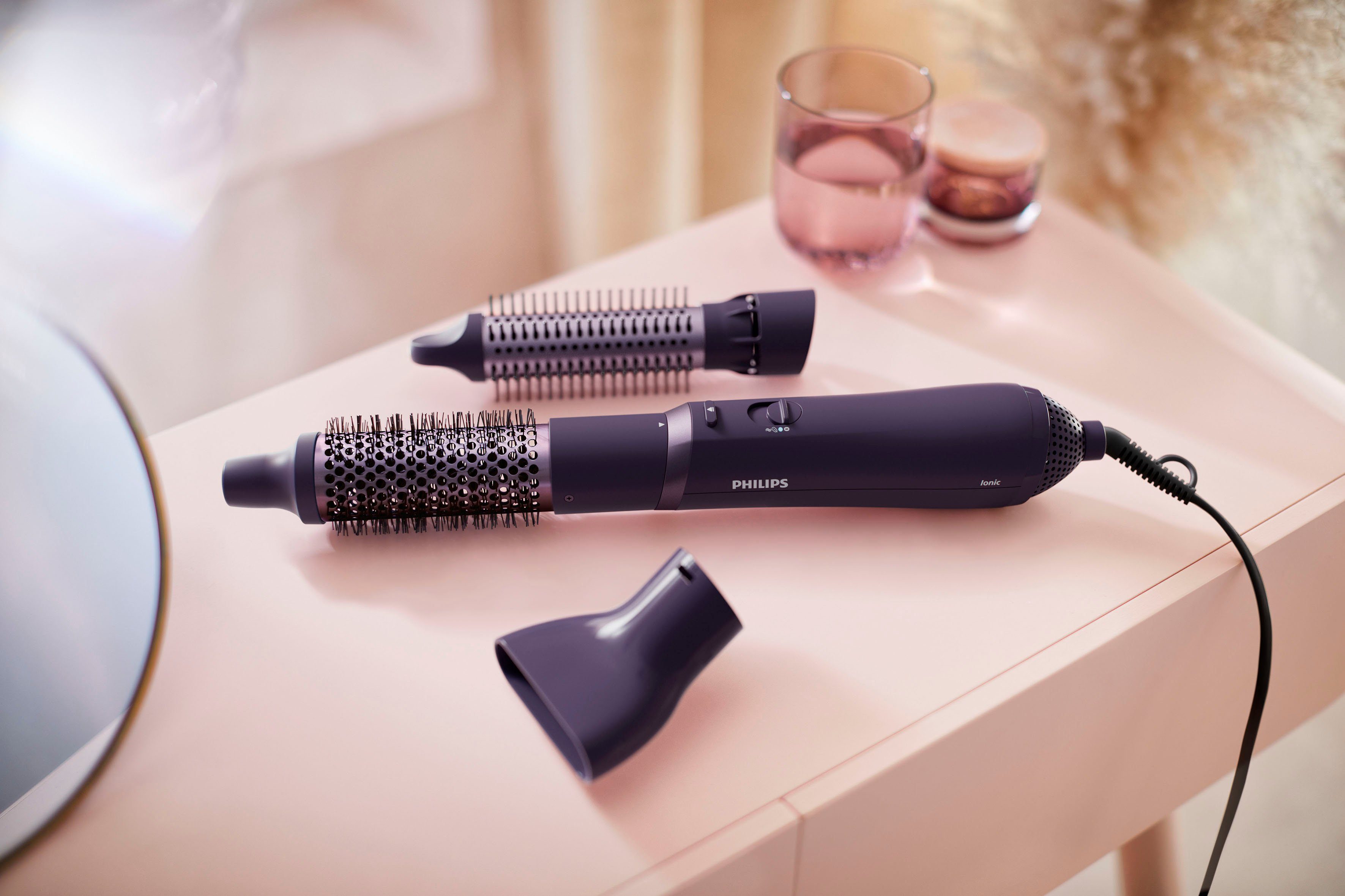 Philips Stylingborstel met warme lucht AirStyler Series 3000 BHA305/00 met ionen technologie, keratine keramische coating en 3 opzetstukken