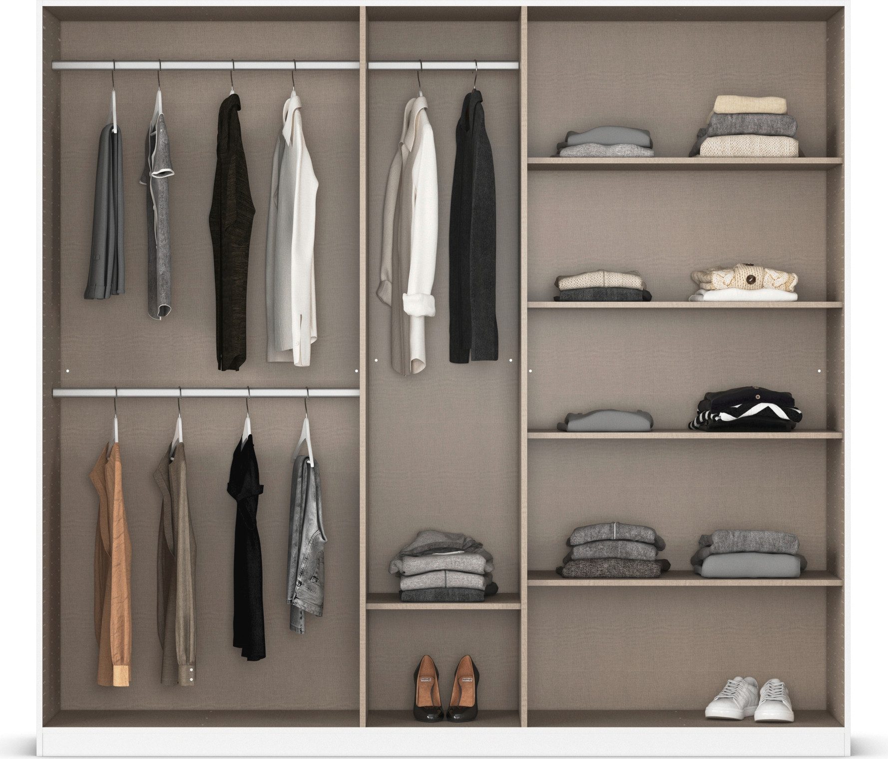 rauch Draaideurkast Kledingkast kast garderobe AGORDO met decor- of hoogglansfront doordachte binnenuitrusting, in 6 breedtes en 2 hoogtes made in germany