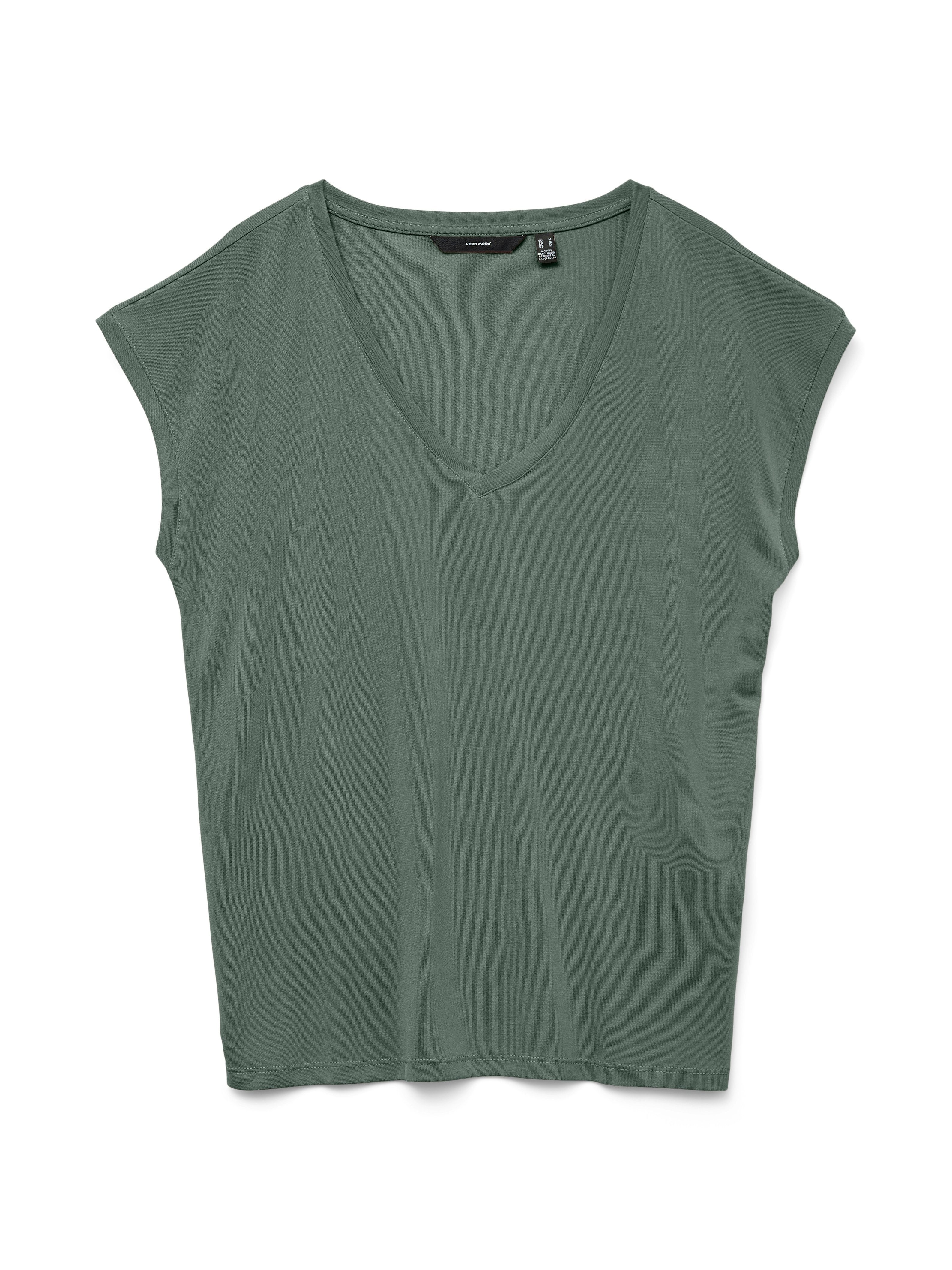 Vero Moda Shirt met V-hals VMFILLI SS V-NECK TEE GA NOOS in een materialenmix met tencel™ modal
