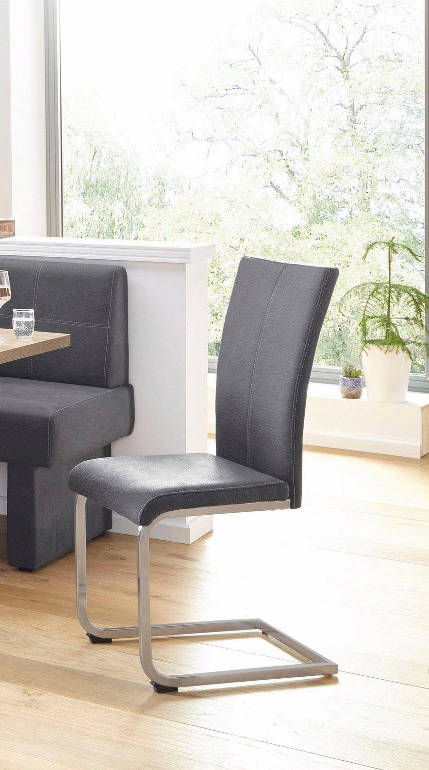Home affaire Vrijdragende stoel Nils Stoel belastbaar tot 120 kg, frame metaal in chroom-look of zwart (set, 2 stuks)