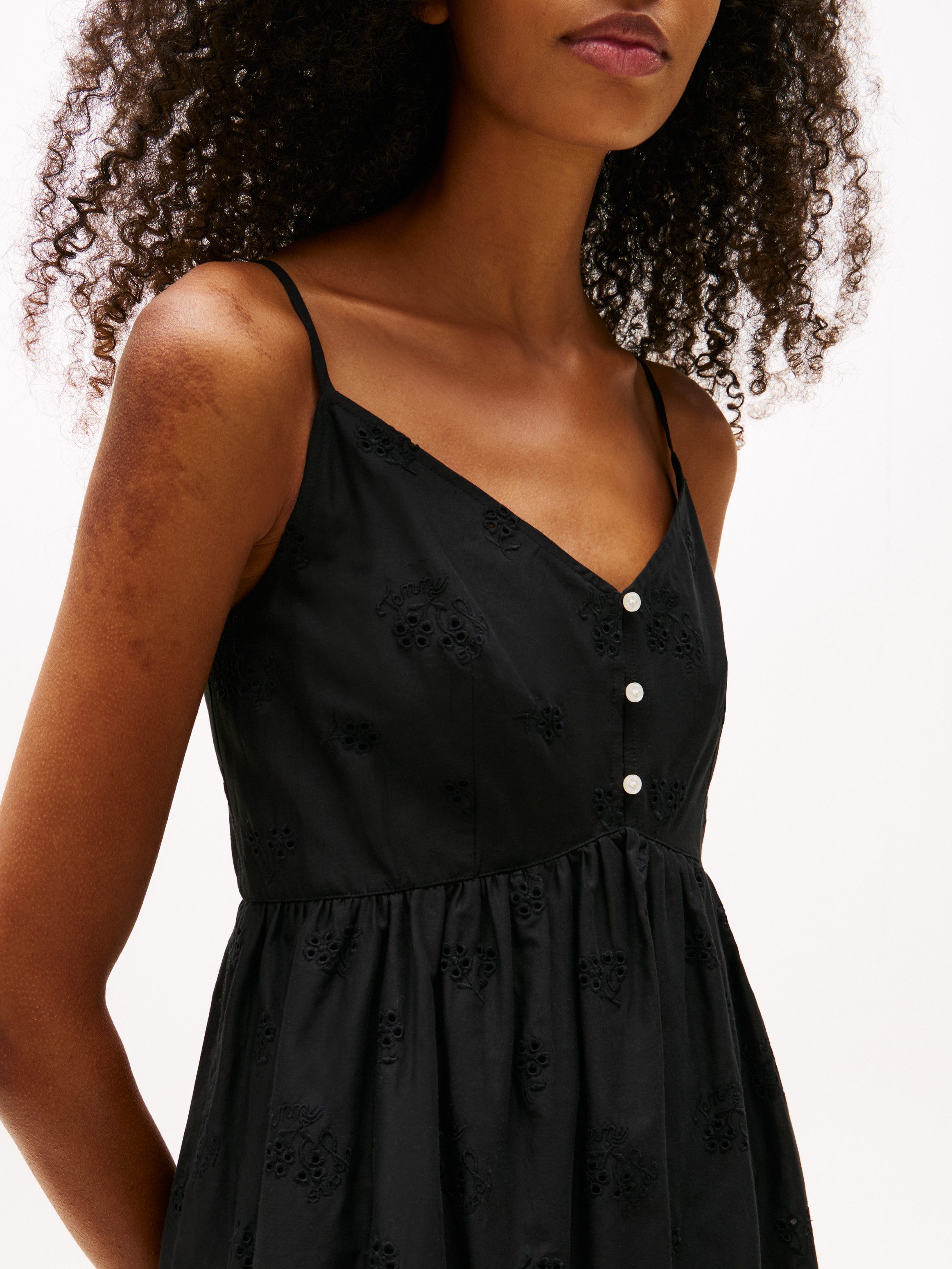 TOMMY JEANS Mini-jurk TJW BRODERIE ANGLAISE DRESS met volants en all-over borduring