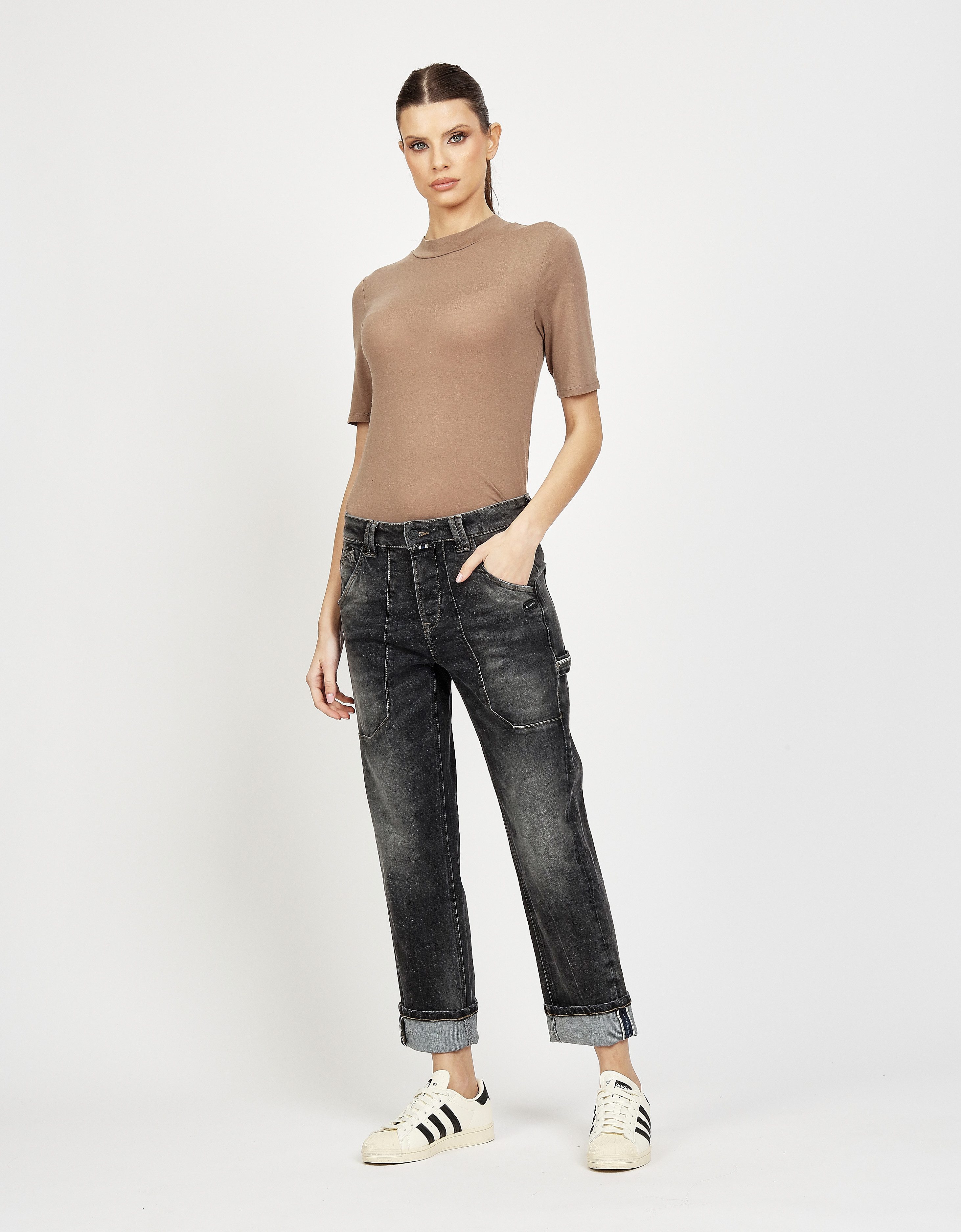 GANG Straight jeans 94THELMA WORKER met opgenaaide zakken en typische werkdetails