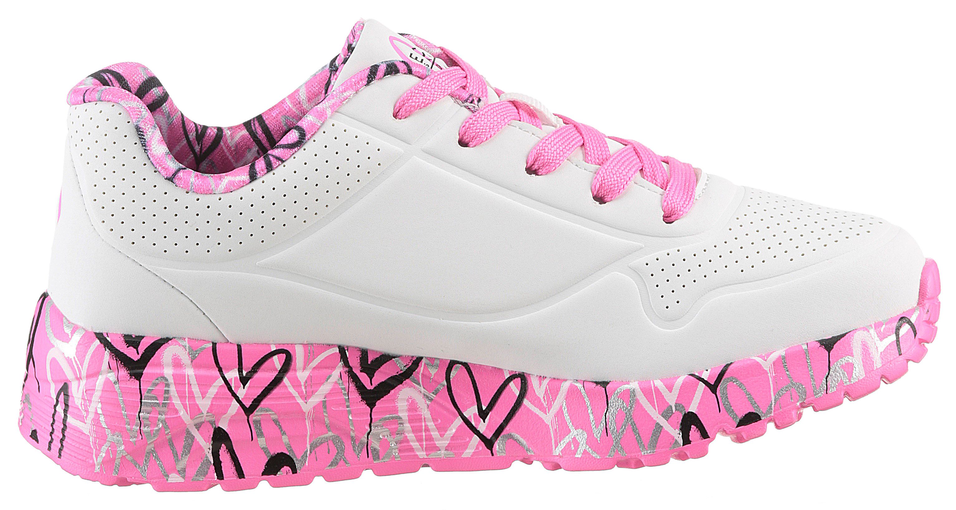 Skechers Sneakers UNO LITE-LOVELY LUV , veterschoen met bedrukte zool, maat sjabloon te downloaden