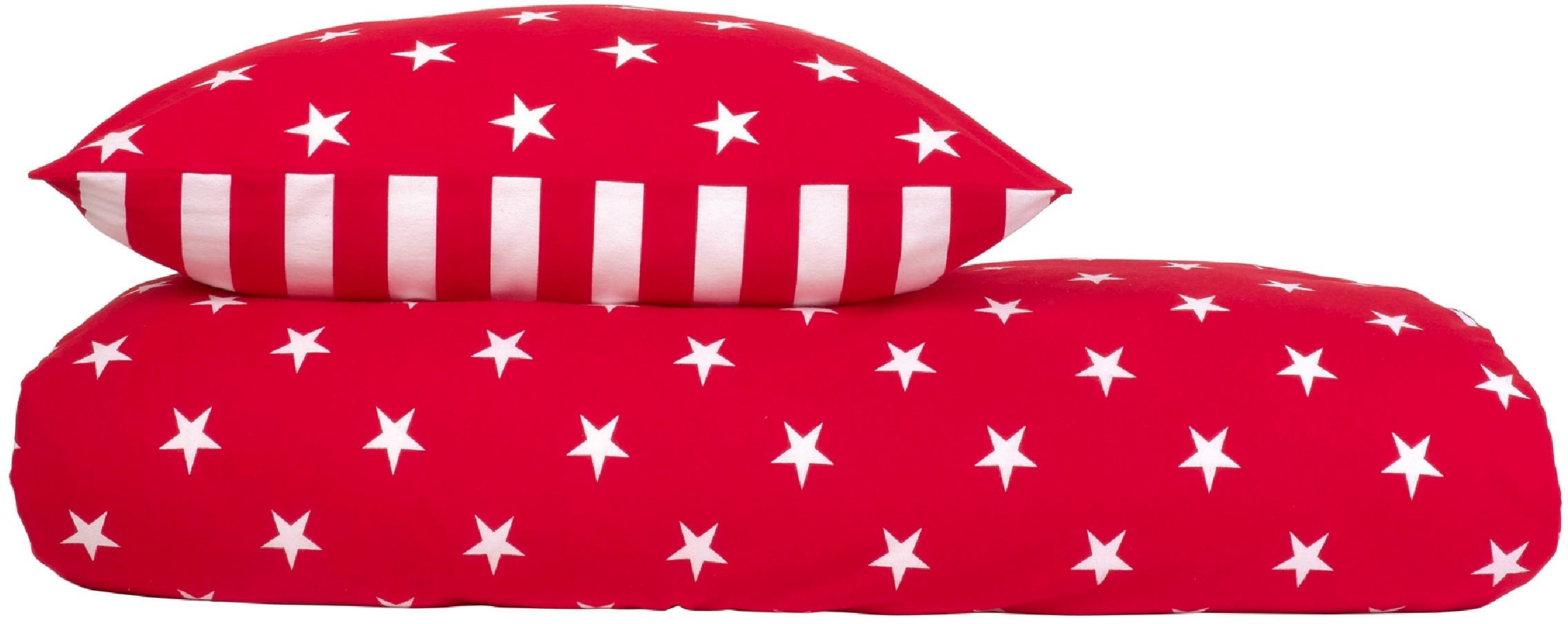 Schiesser Tweezijdig te gebruiken overtrekset Stars & Stripes van zacht katoen met sterrenprint (2-delig)