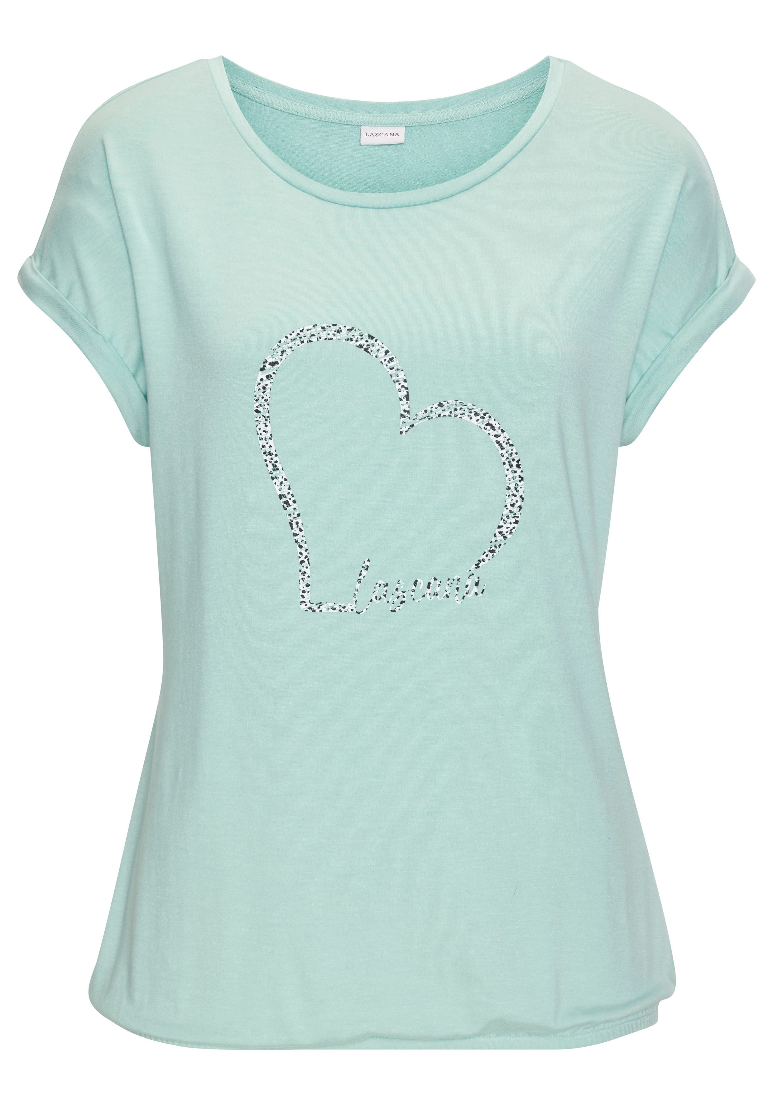 Lascana Shirt met korte mouwen Met Lascana hartprint van zachte viscose-stretch (1-delig)