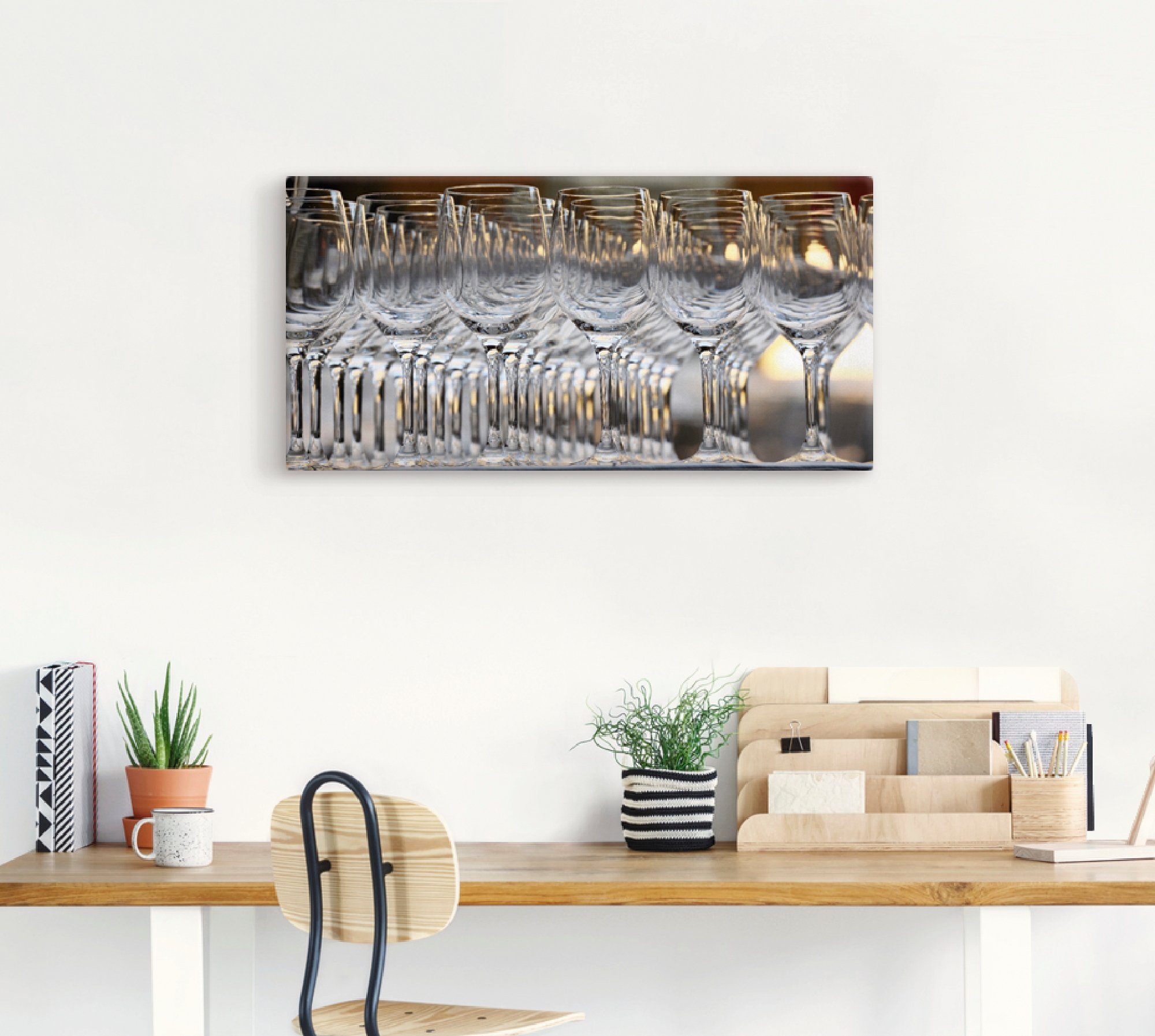 Artland Artprint op linnen Wijnglazen gespannen op een spieraam