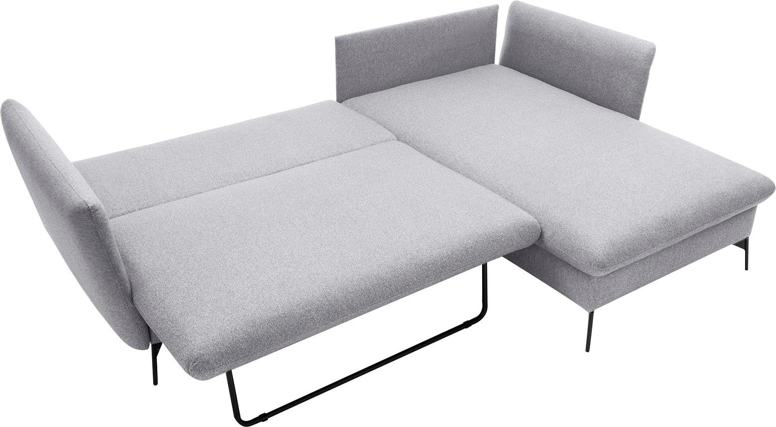 andas Hoekbank LIVORNO,258 cm, L-model, Slaapfunctie en bedlade (139/224 cm), fluweel, structuur, geweven stof