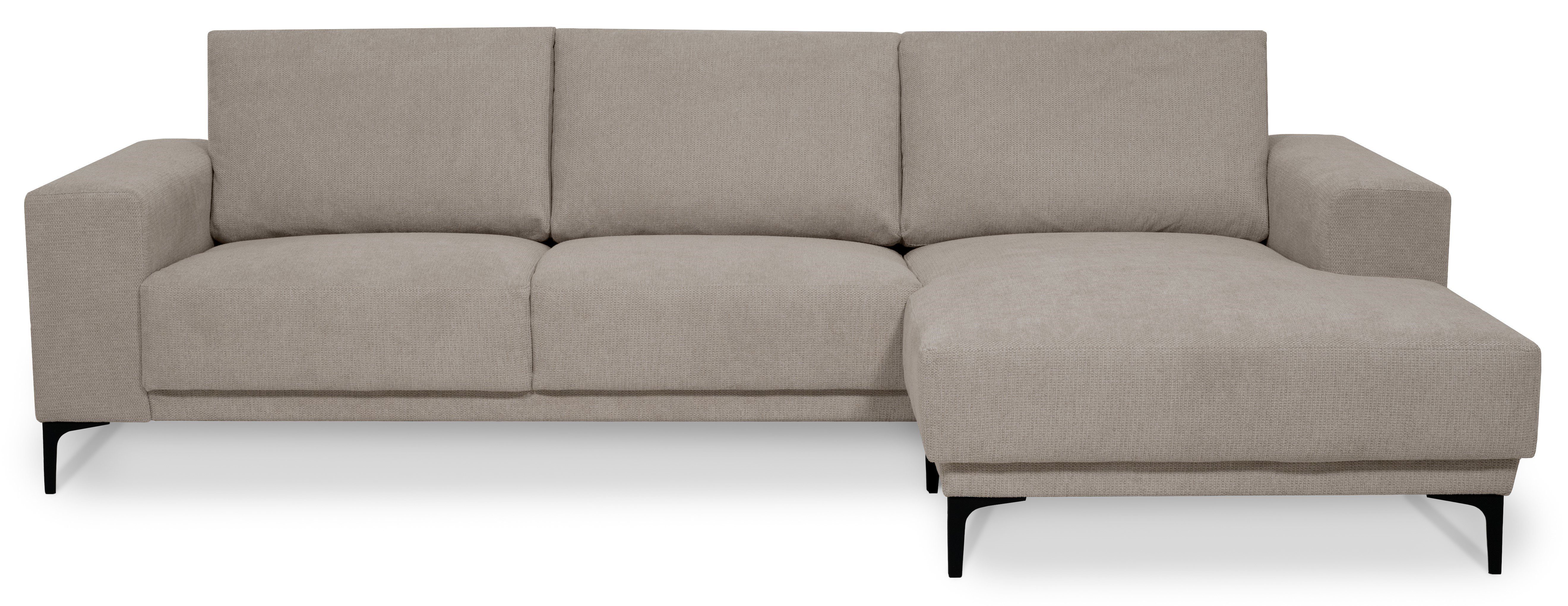 Places of Style Hoekbank Xander, L-model, Breedte 280 cm, soft-touch chenille, zwarte metalen voeten