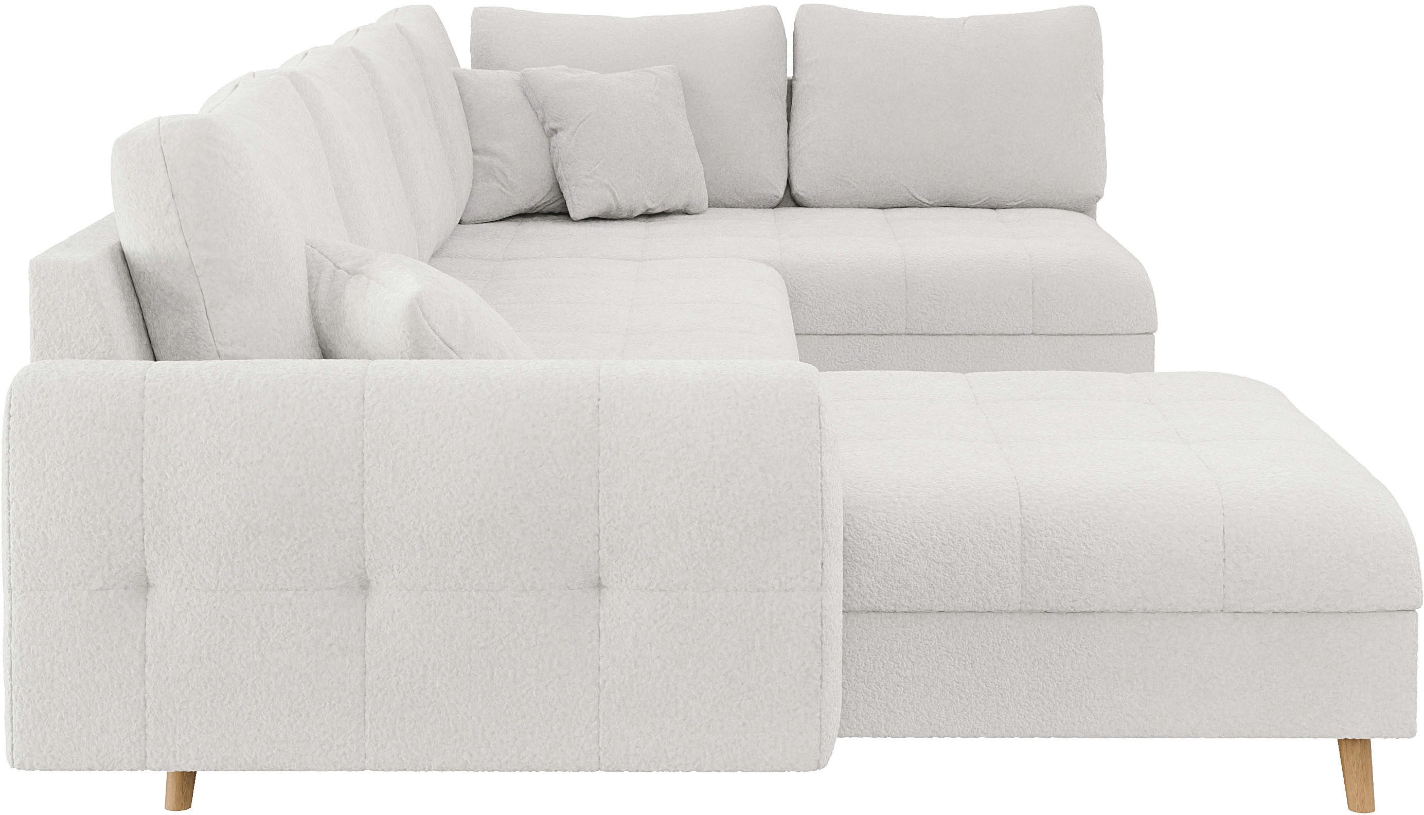 Home affaire Zithoek CHARRE U-vorm met ottomane, afmetingen B/D/H: 310/161/81 cm fijne stiksels, losse rug- en sierkussens, ook in cord en bouclé