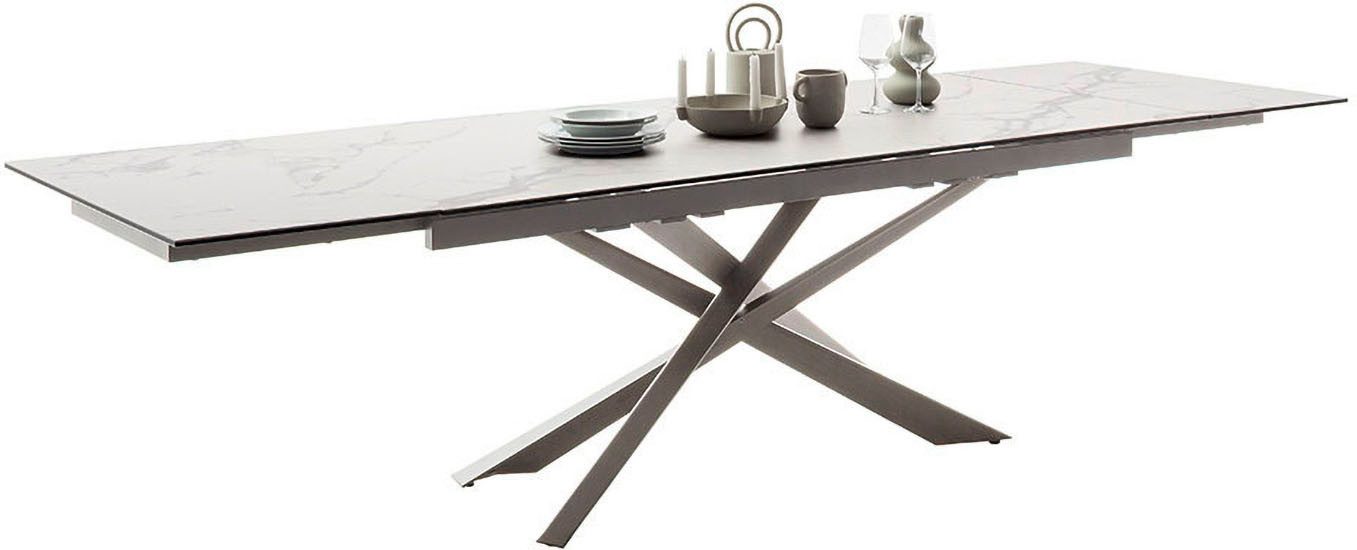 MCA furniture Eettafel TESERO uitschuifbare tafel 200-300 cm Keramiek, roestvrij staal, marmer-look, uittrekbaar, belastbaar tot 100 kg, 10-12 personen