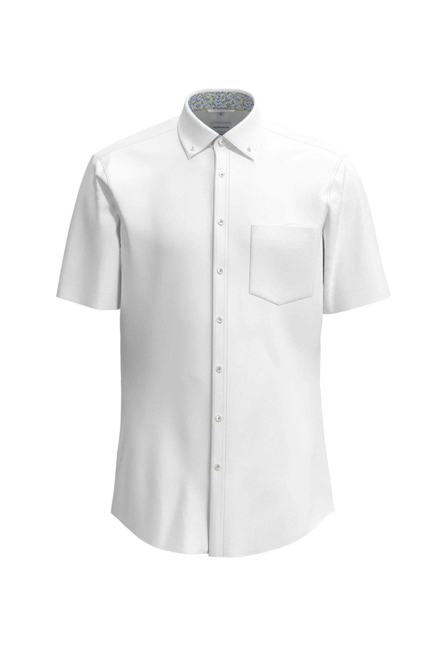 seidensticker Businessoverhemd Regular korte mouw button-down kraag structuur heren overhemden maat XXL (45) wit