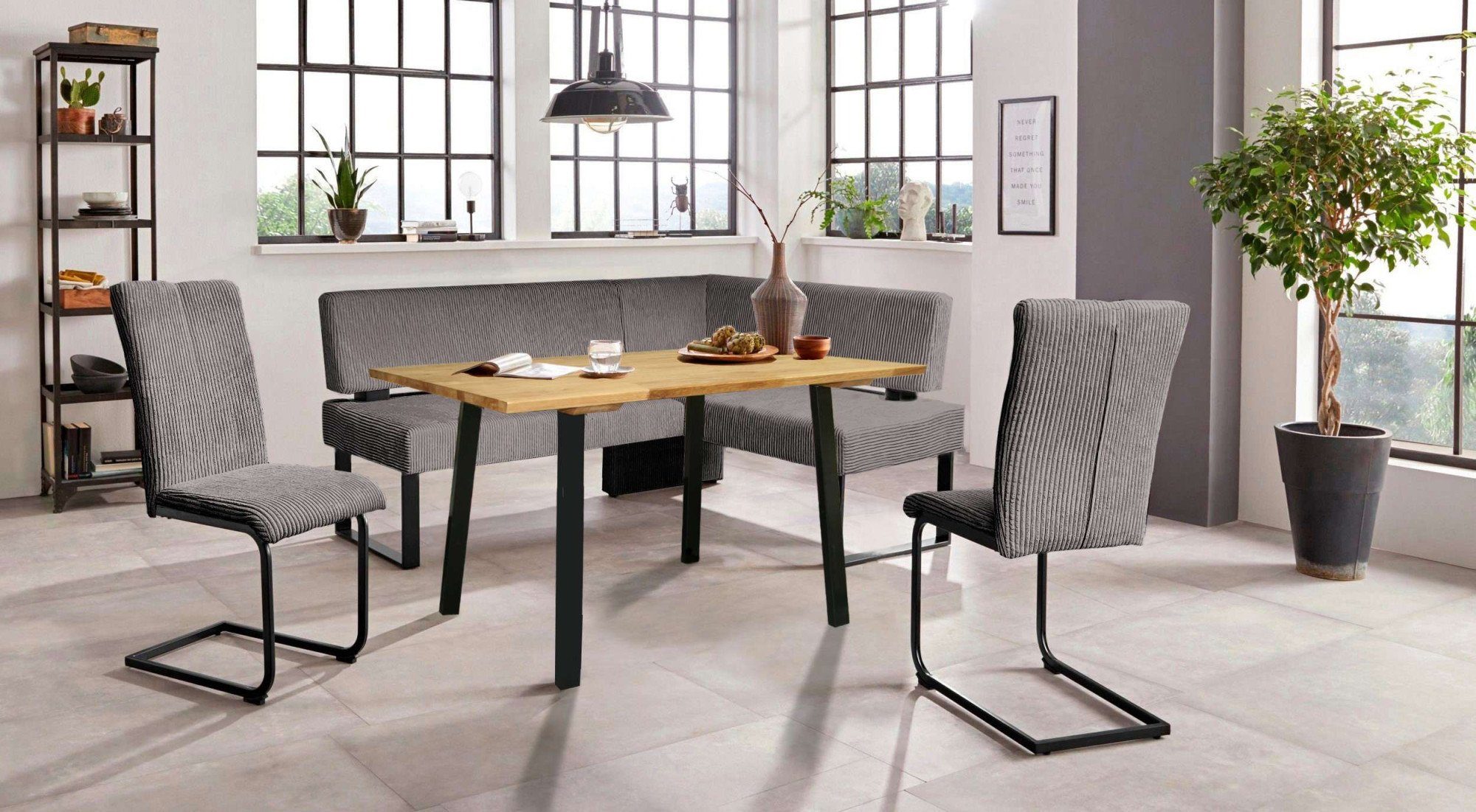 Home affaire Hoekbank Oliver met metalen frame, keukenbank verschillende hoezen cord eetkamerbank ottos choice
