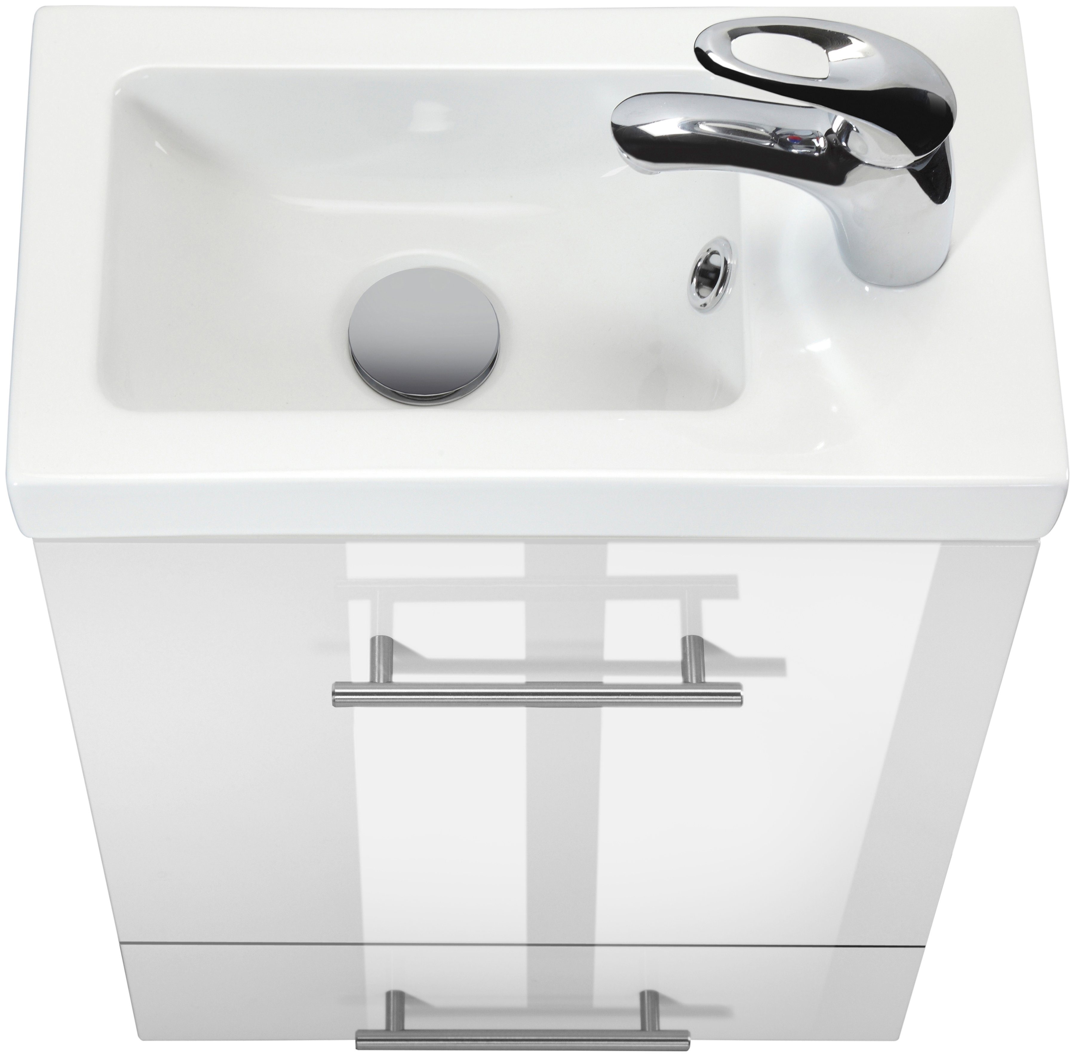 welltime Wastafelmeubel Trento, in verschillende designs en kleuren Badkamermeubel breedte 40 cm, gastenbadkamer SlimLine tweede toilet (set, 4-delig)