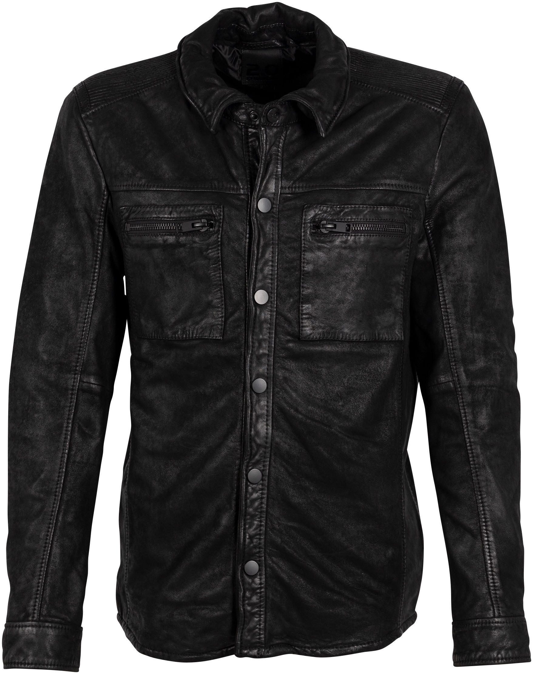 Mauritius Leren jack G2MImon SF met druksluiting, ritszakken