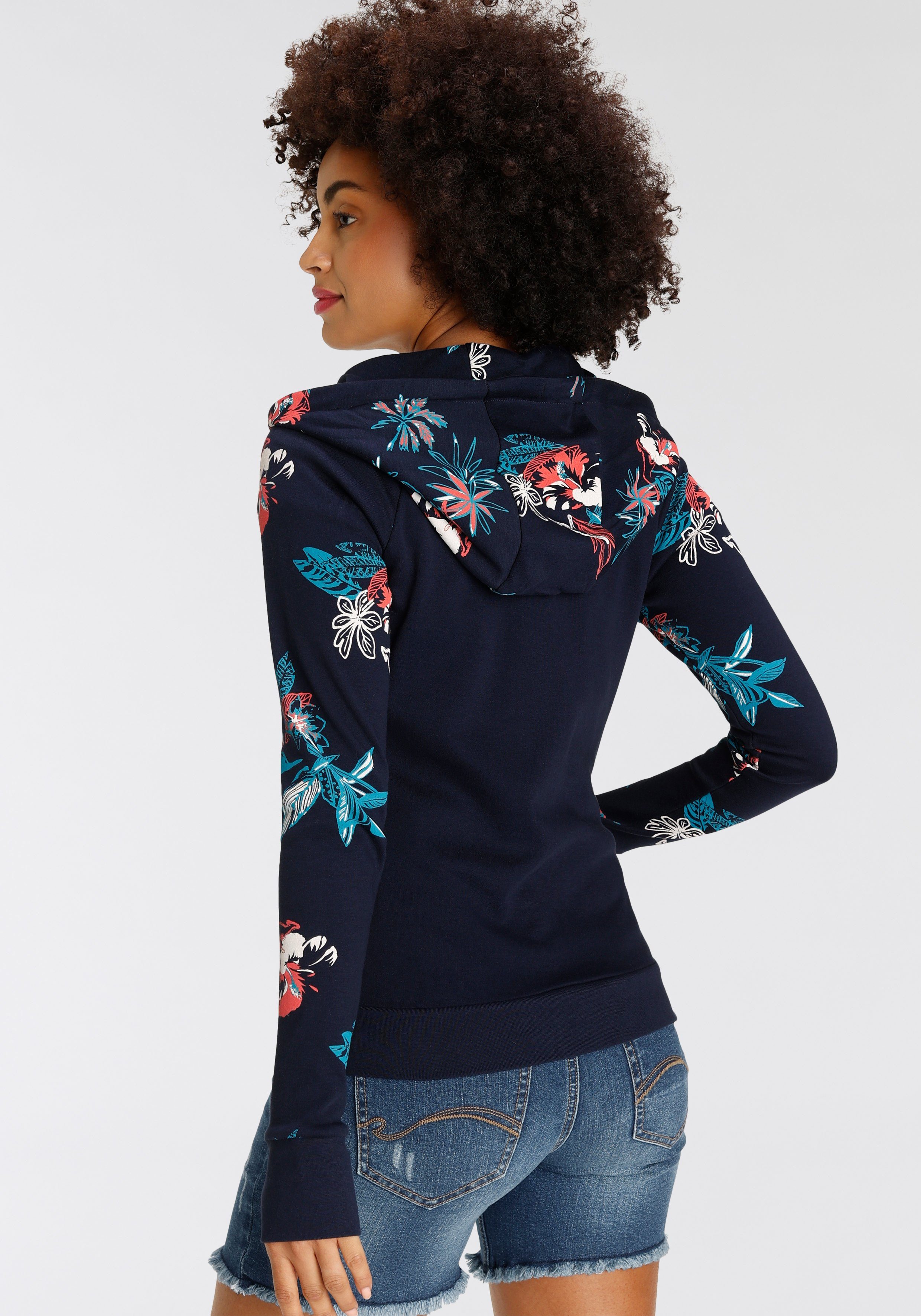 KangaROOS Capuchonsweatvest met bloemenprint in hawaï-look