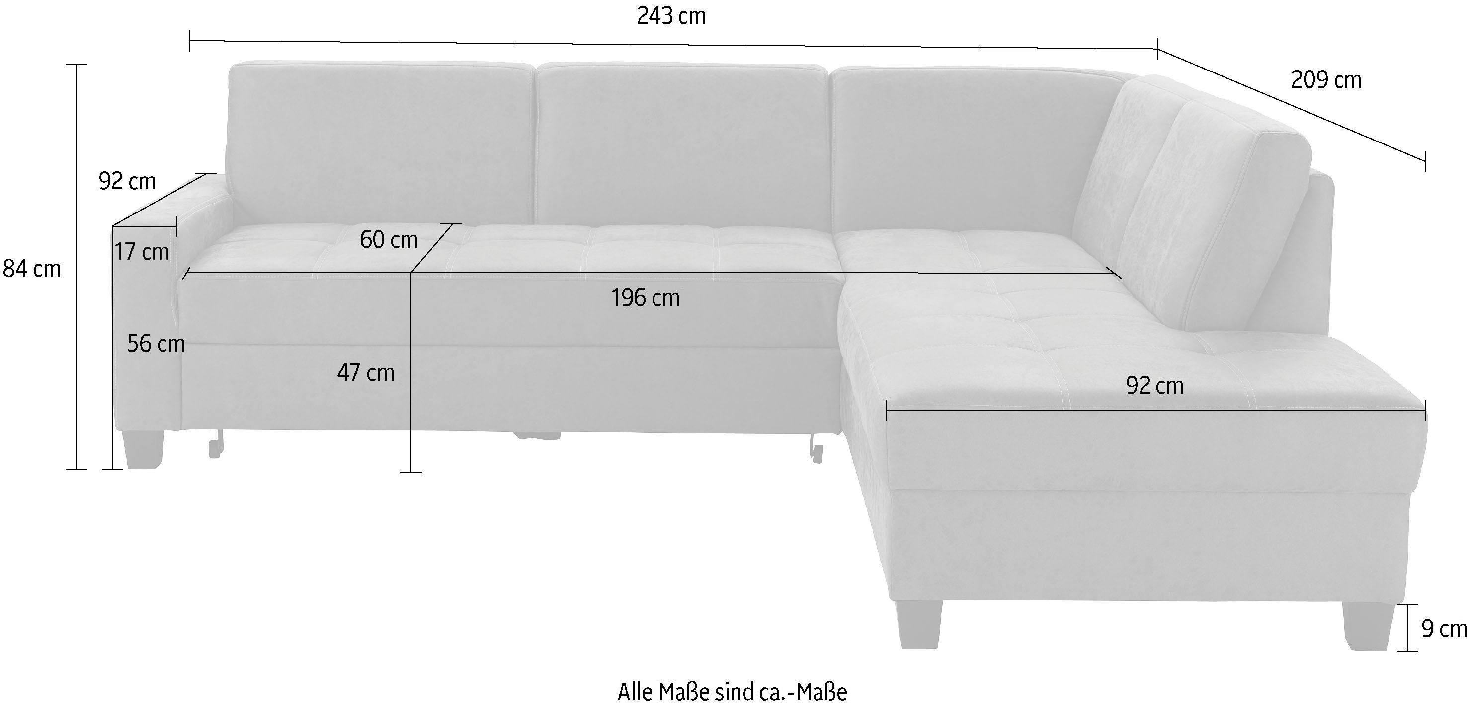 DOMO collection Hoekbank Florentina tijdloos en elegant, zitnaden als designelement, L-vorm