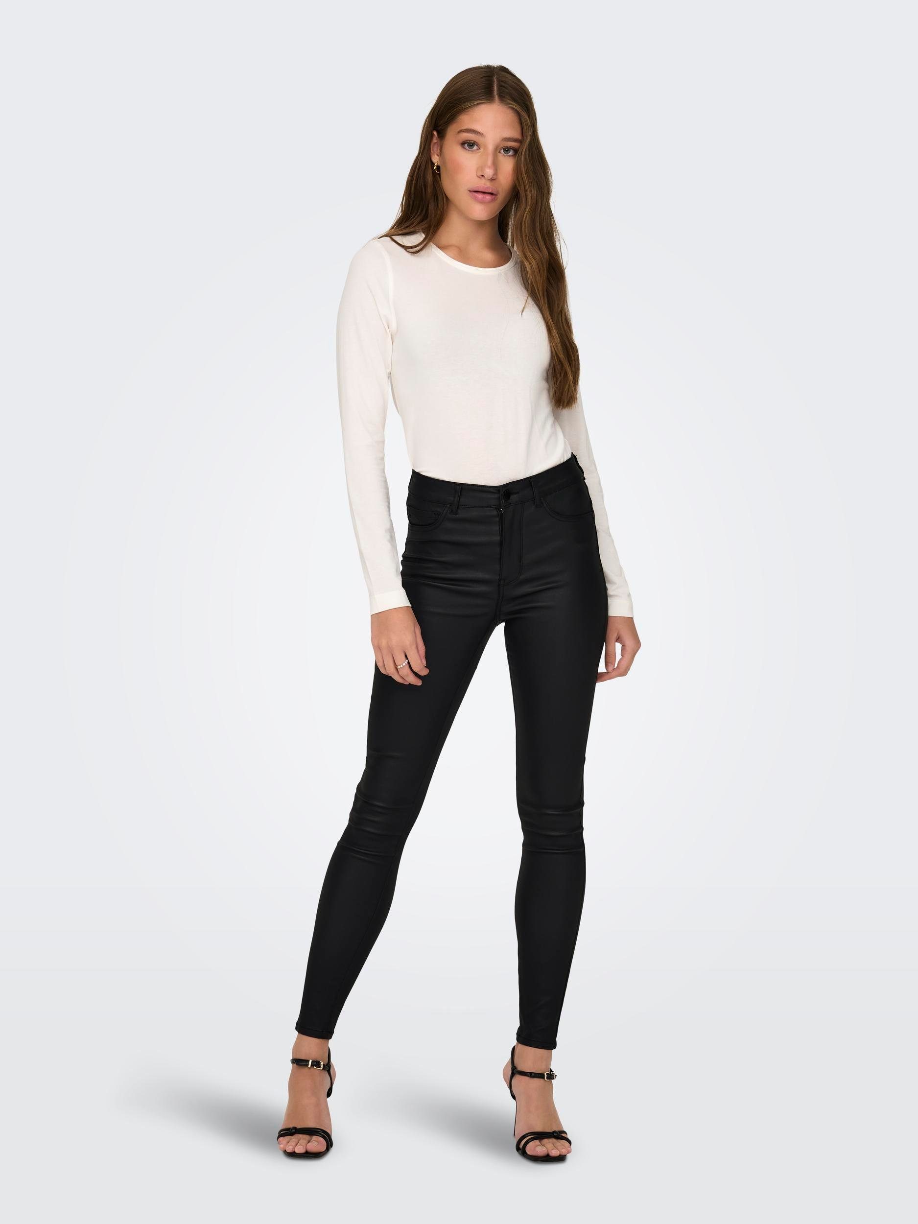 JDY Imitatieleren broek JDYNEWTHUNDER COATED HIGH SKN PNT NOOS
