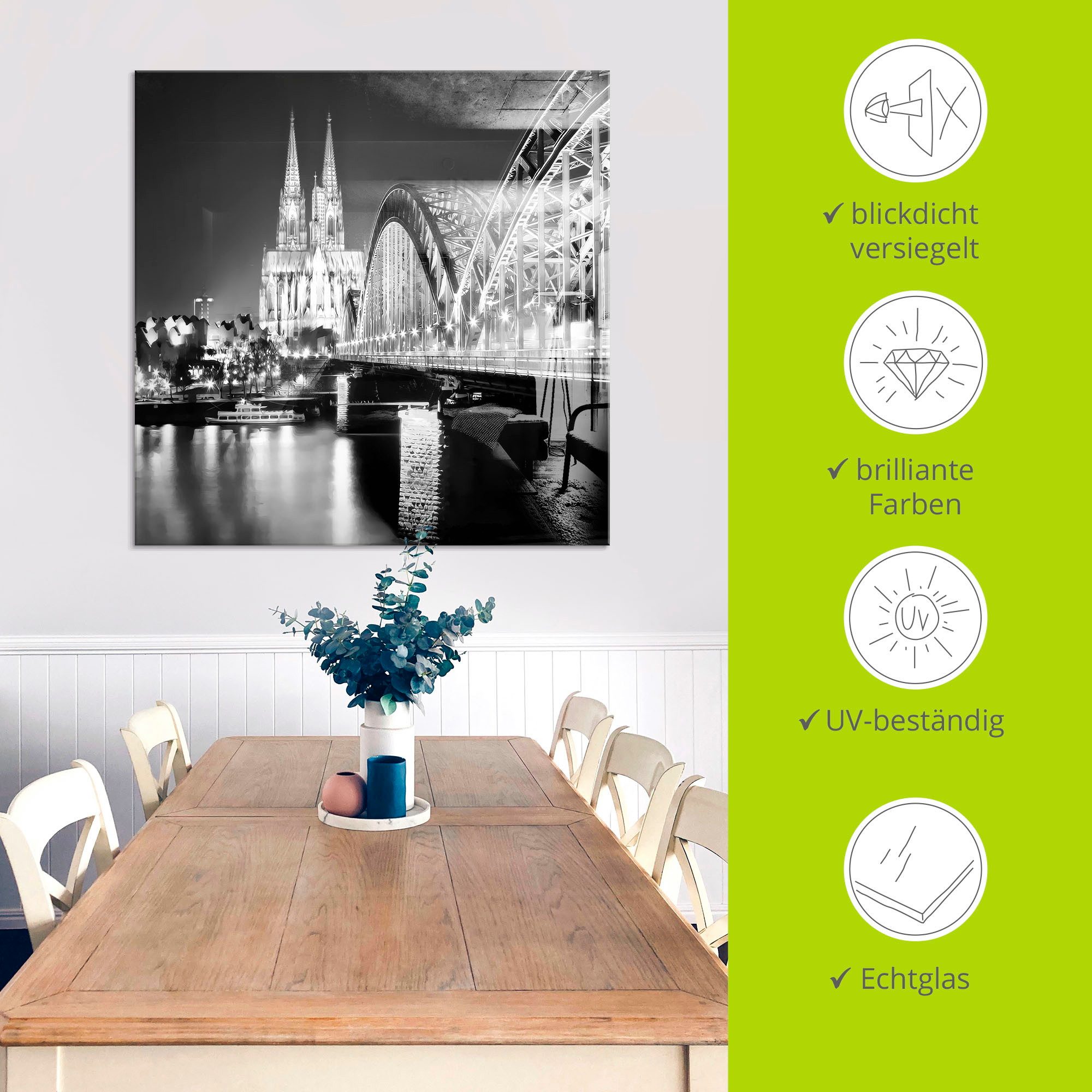 Artland Print op glas Keulen Skyline abstracte collage 19