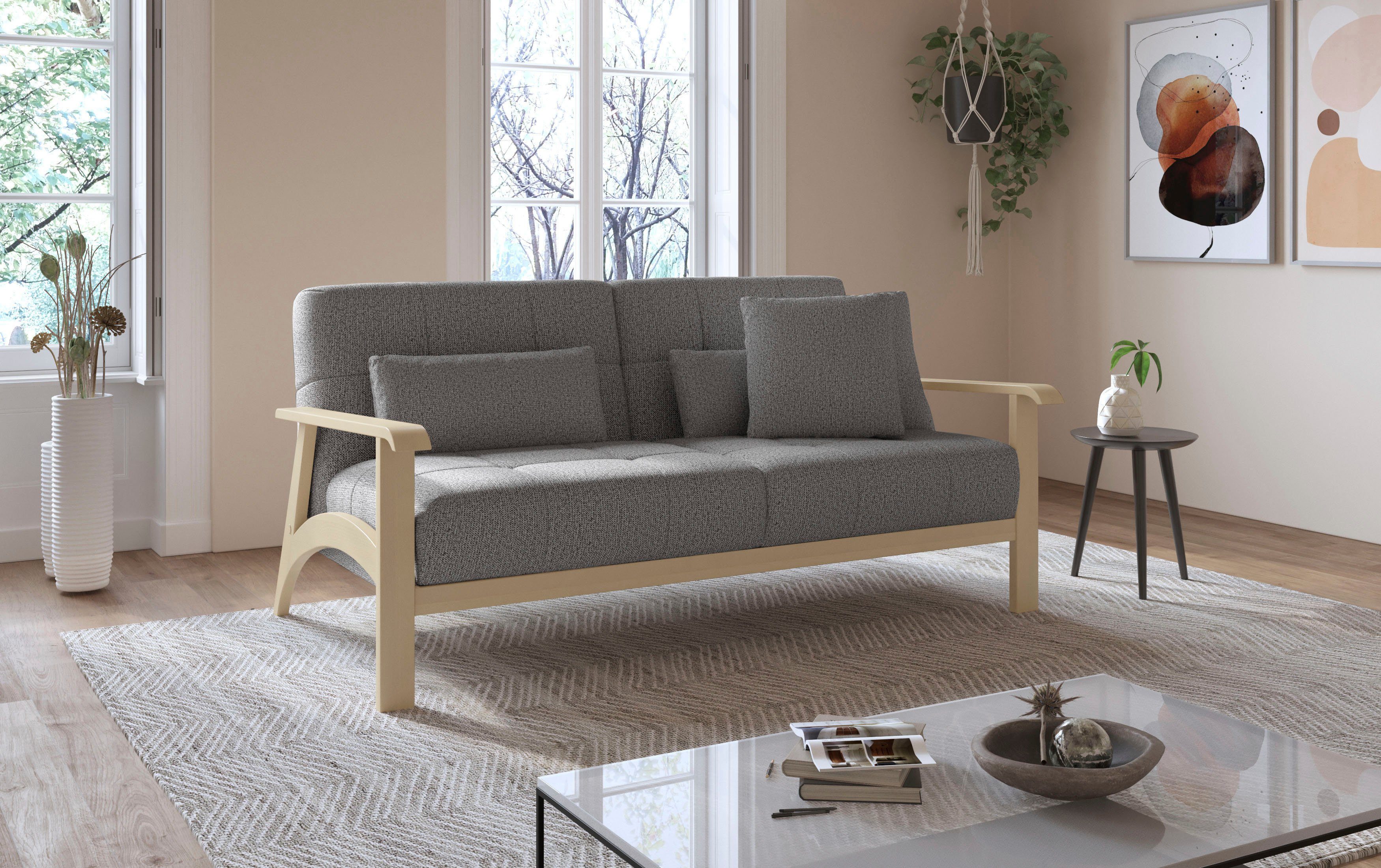 sit&more 2,5-zitsbank Billund Armleuningen van natuurlijk beukenhout, verschillende bekledingen en kleuren