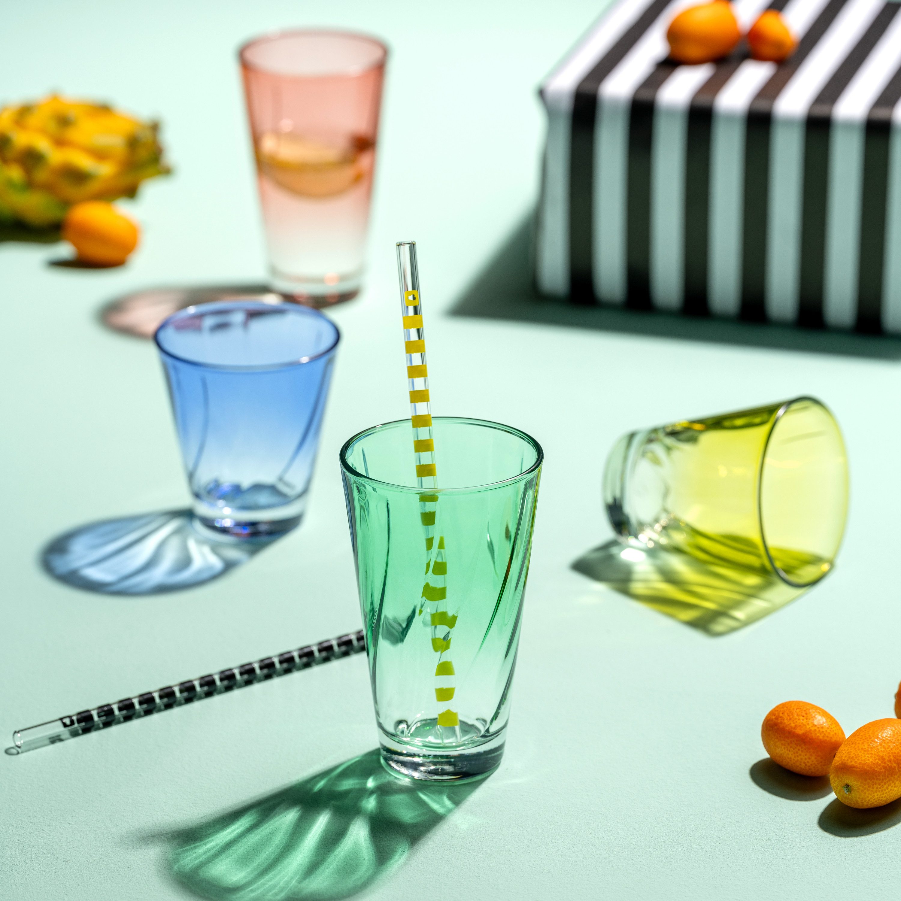 LEONARDO Glazenset Drinkglas, TWIST, 215 ml, gekleurd assorti, 4-delig set (set, 4-delig)