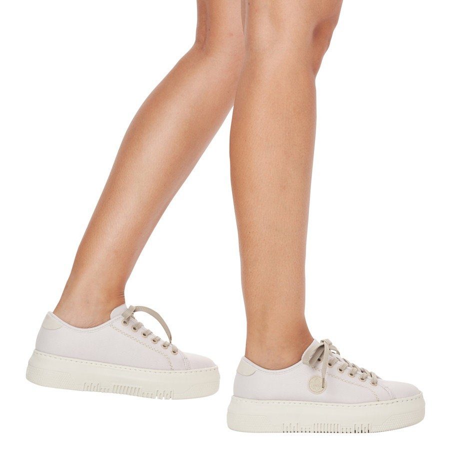 Rieker Plateausneakers van canvas, vrijetijdsschoen, lage schoen, veterschoen