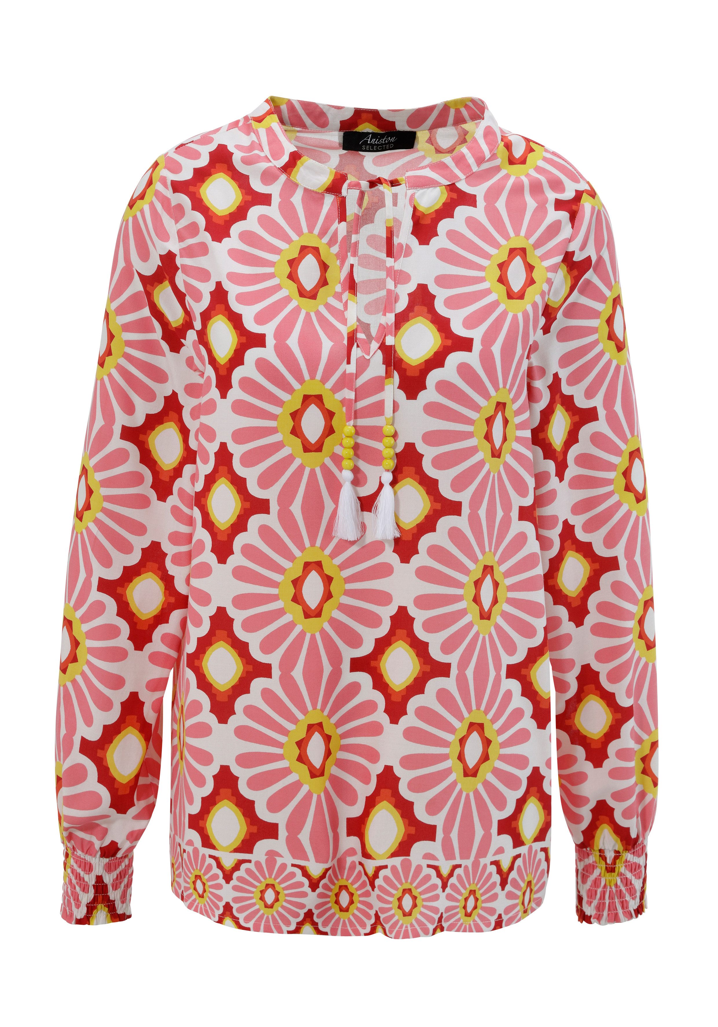 Aniston SELECTED Blouse zonder sluiting met geometrisch gebloemde rand aan de zoom